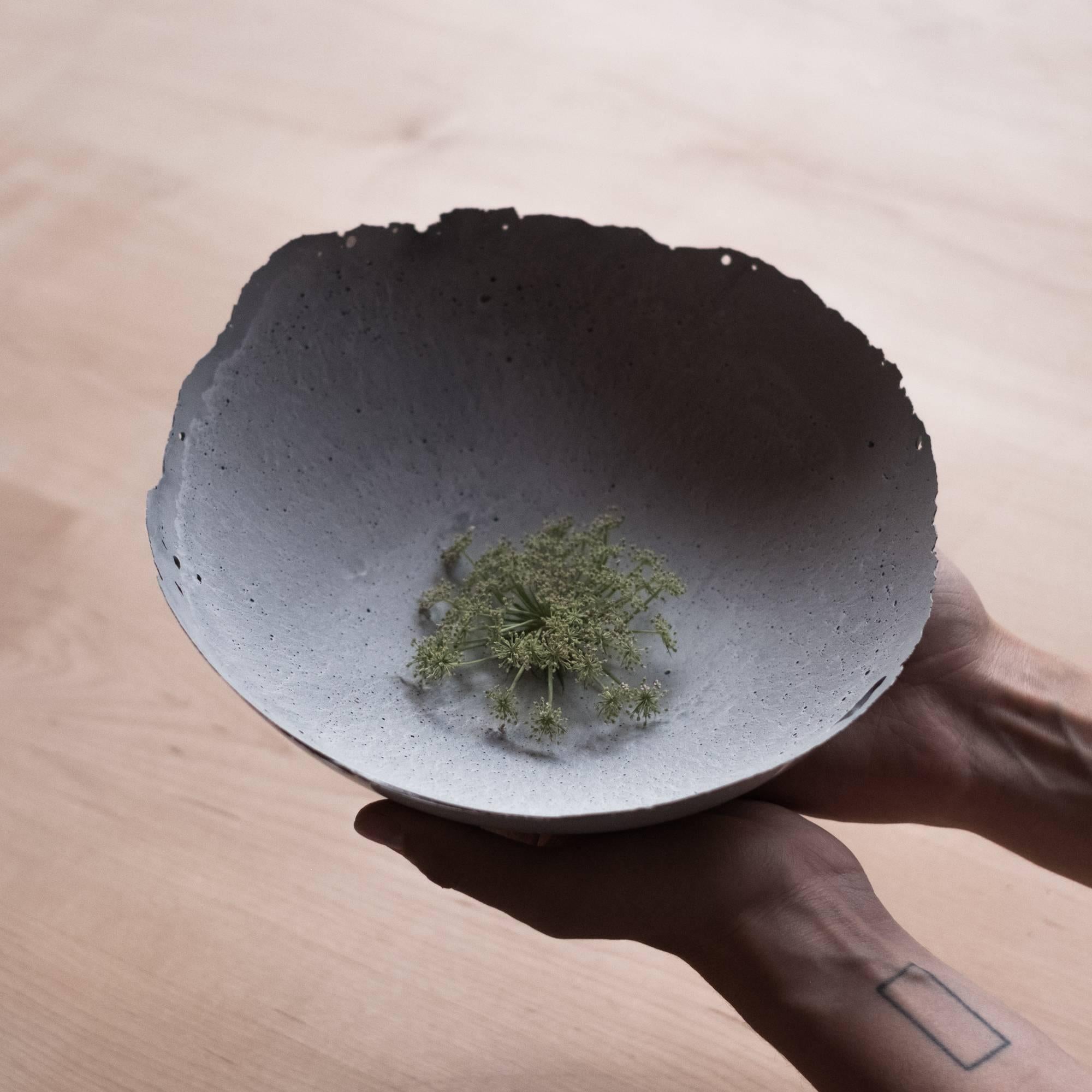 Handmade Cast Concrete Bowl in Grey by UMÉ Studio In New Condition In Oakland, CA