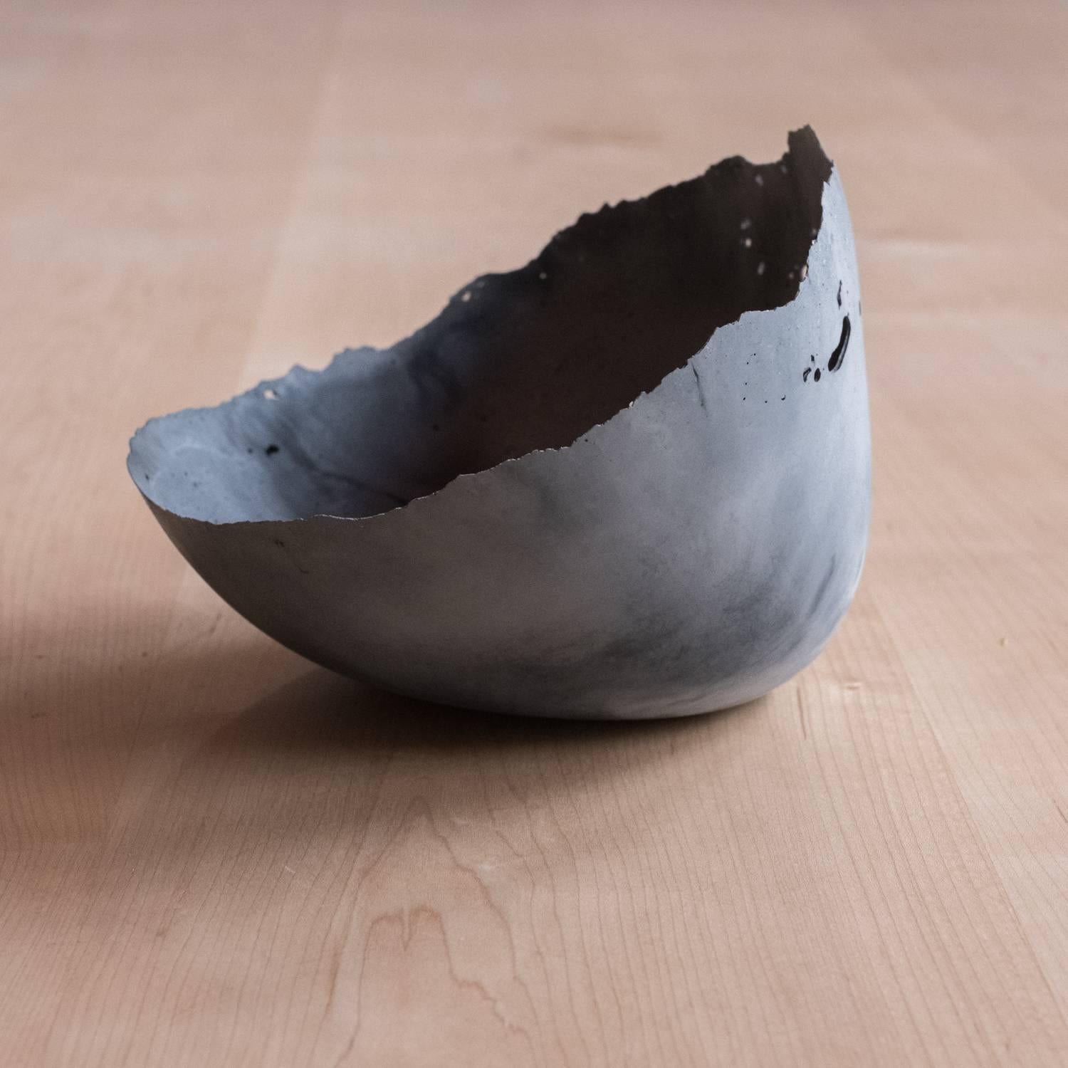 Handmade Cast Concrete Bowl in Grey by UMÉ Studio In New Condition In Oakland, CA