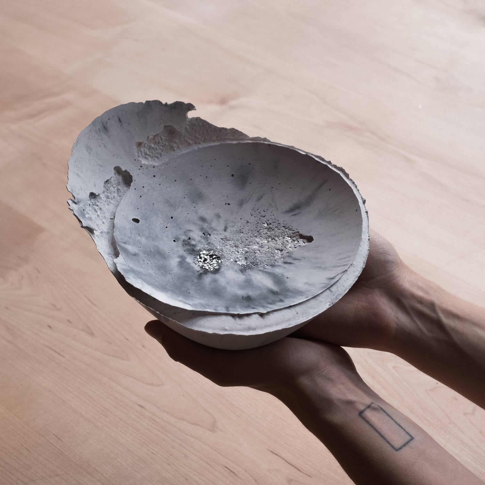 Handmade Cast Concrete Bowl in Grey by UMÉ Studio In New Condition For Sale In Oakland, CA