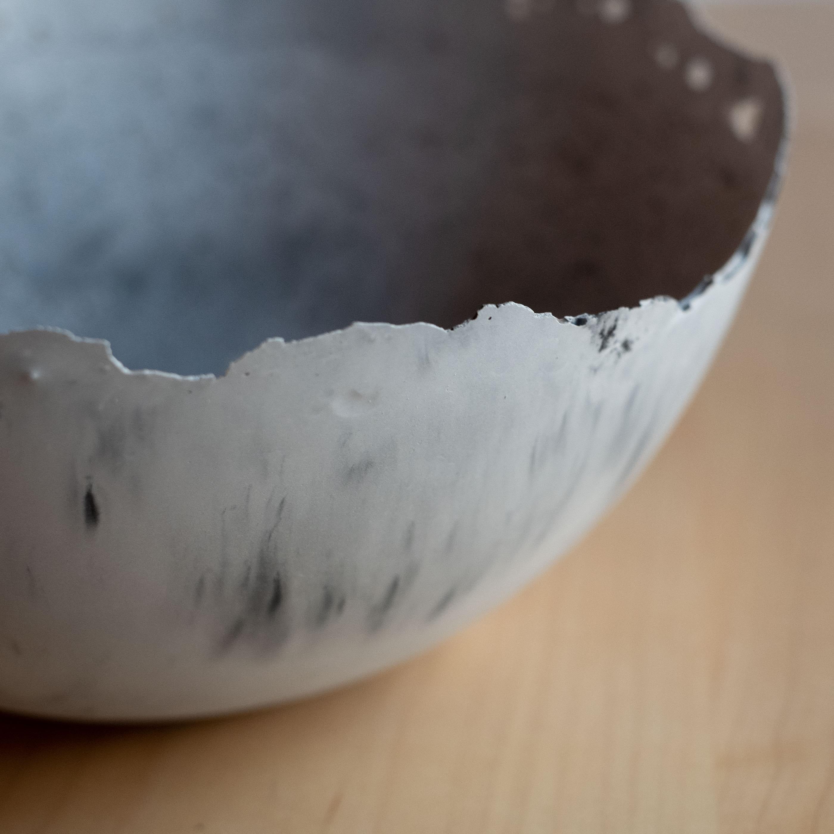 Handmade Cast Concrete Bowl in Grey by UME Studio In New Condition For Sale In Oakland, CA