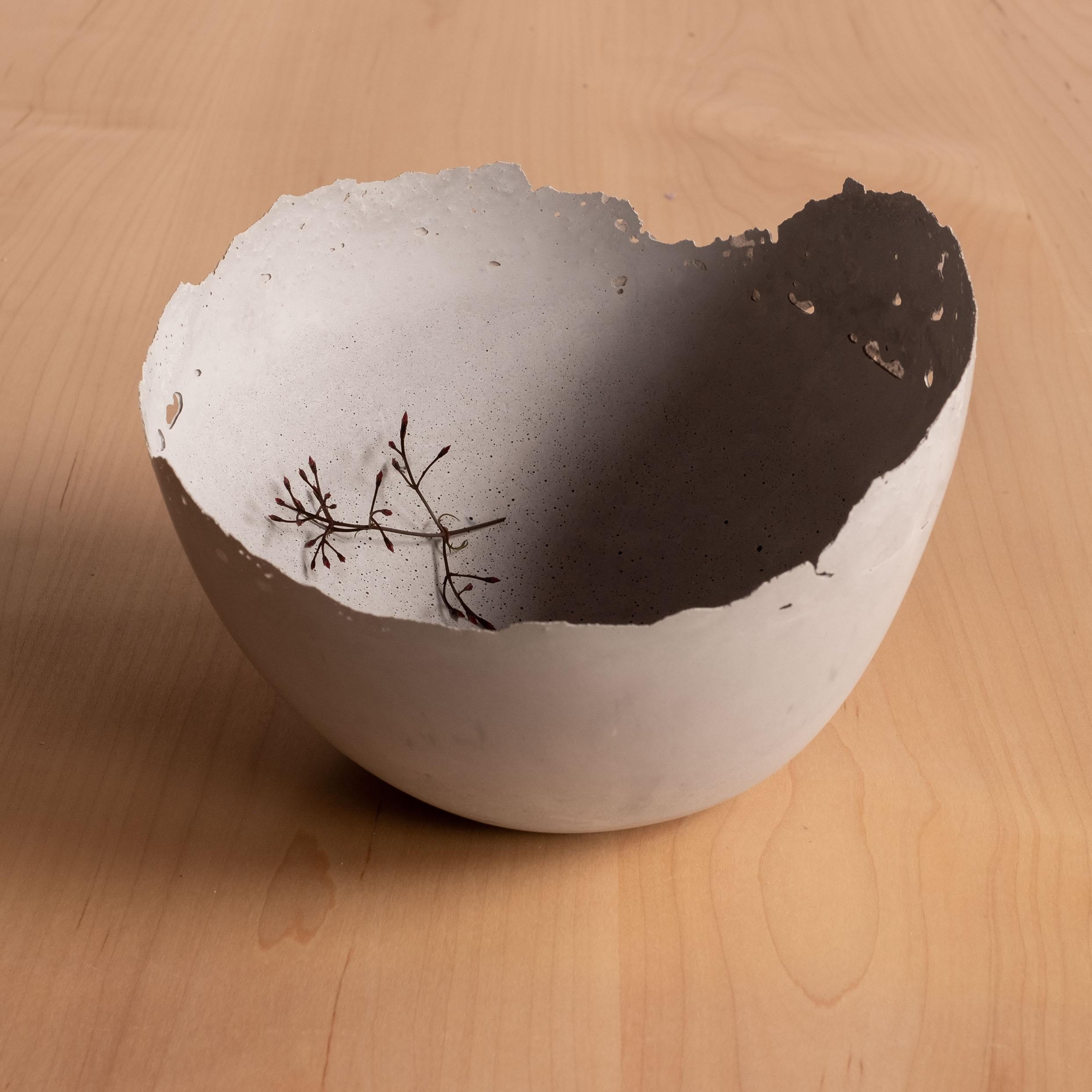 Handmade Cast Concrete Bowl in Grey by UME Studio In New Condition For Sale In Oakland, CA