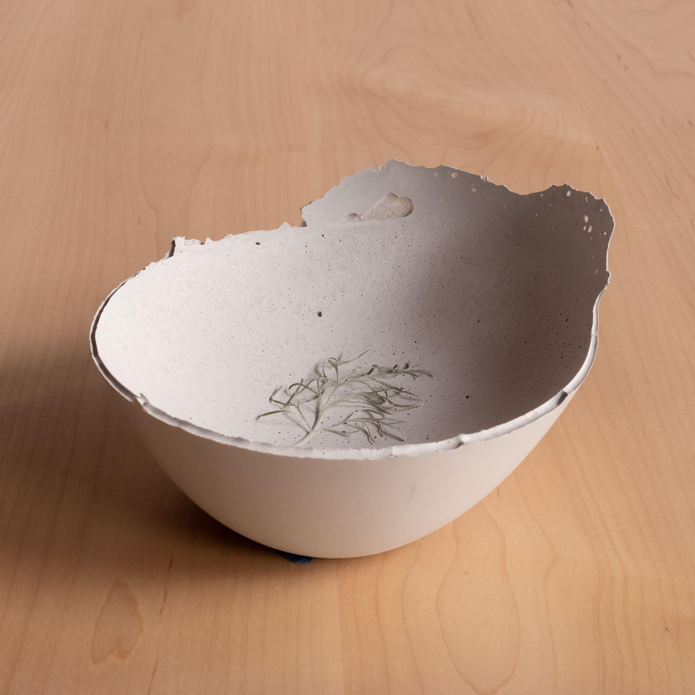 Handmade Cast Concrete Bowl in Grey by UME Studio In New Condition For Sale In Oakland, CA