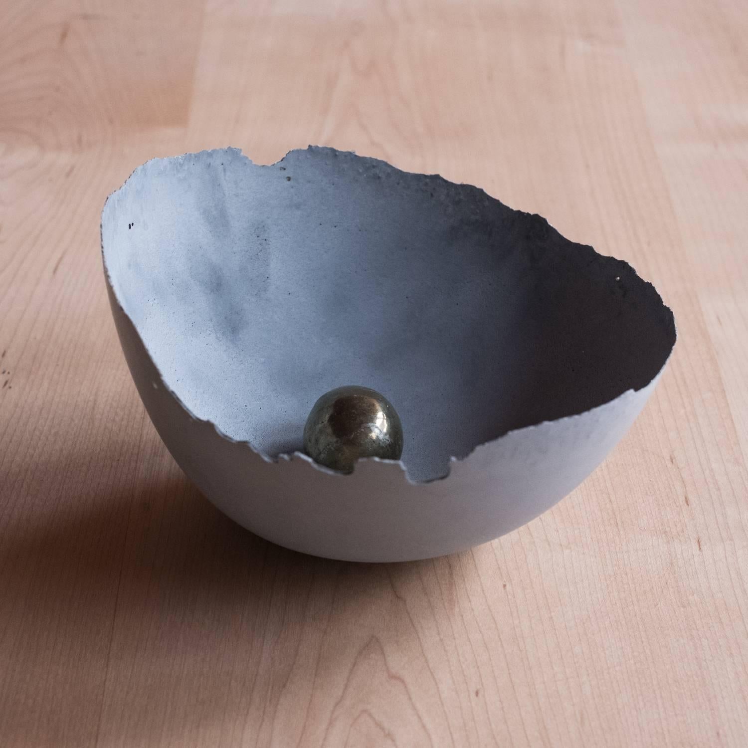 Contemporary Handmade Cast Concrete Bowl in Grey by UMÉ Studio