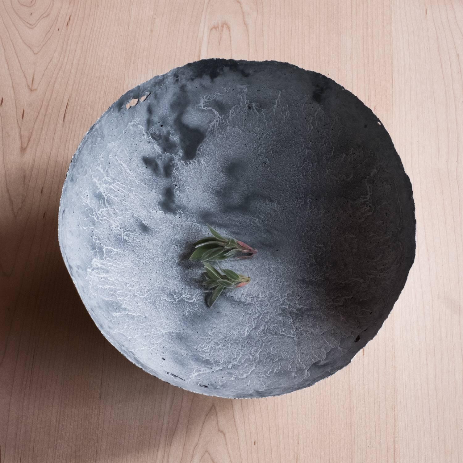 Contemporary Handmade Cast Concrete Bowl in Grey by UMÉ Studio For Sale