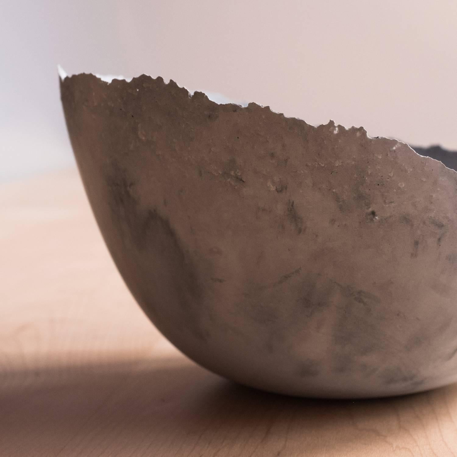 Contemporary Handmade Cast Concrete Bowl in Grey by UMÉ Studio For Sale