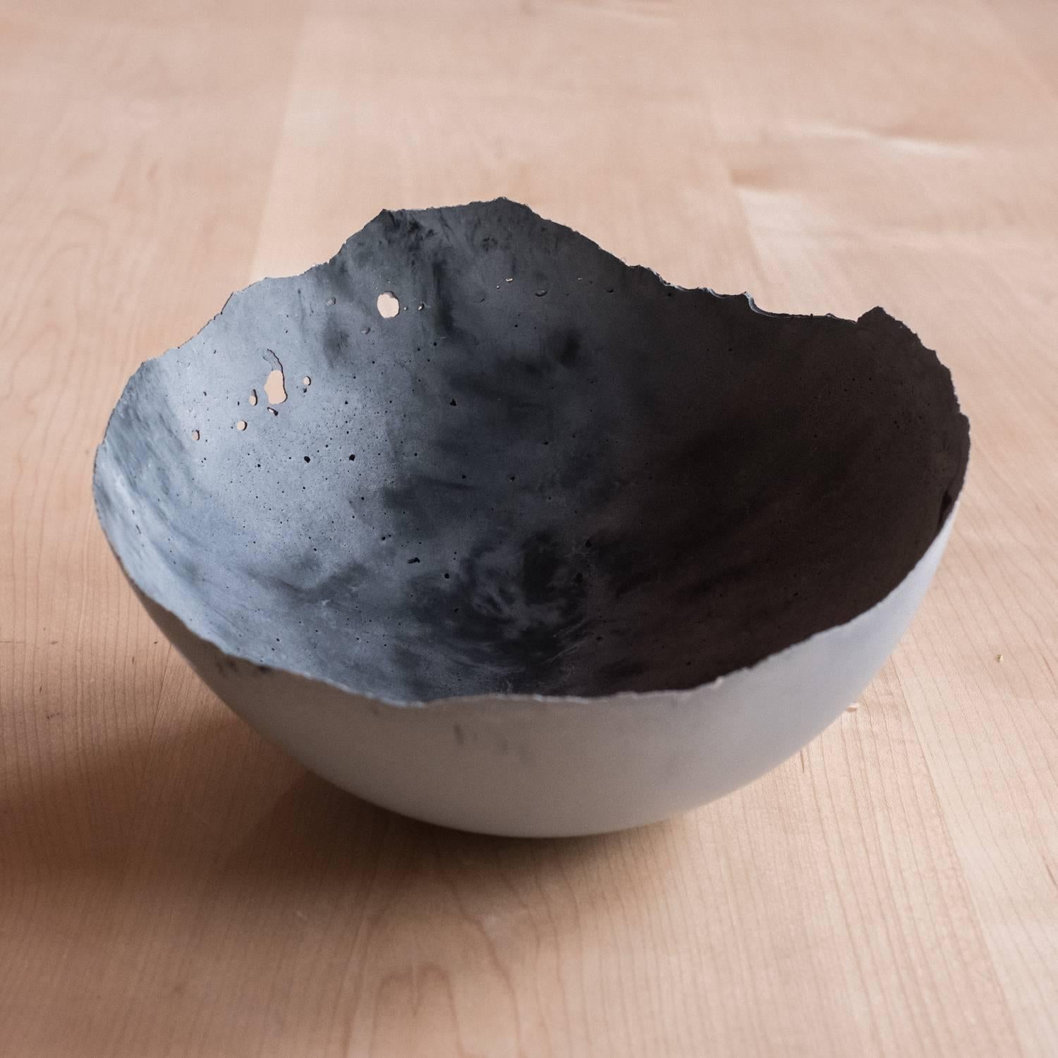 Contemporary Handmade Cast Concrete Bowl in Grey by UMÉ Studio For Sale