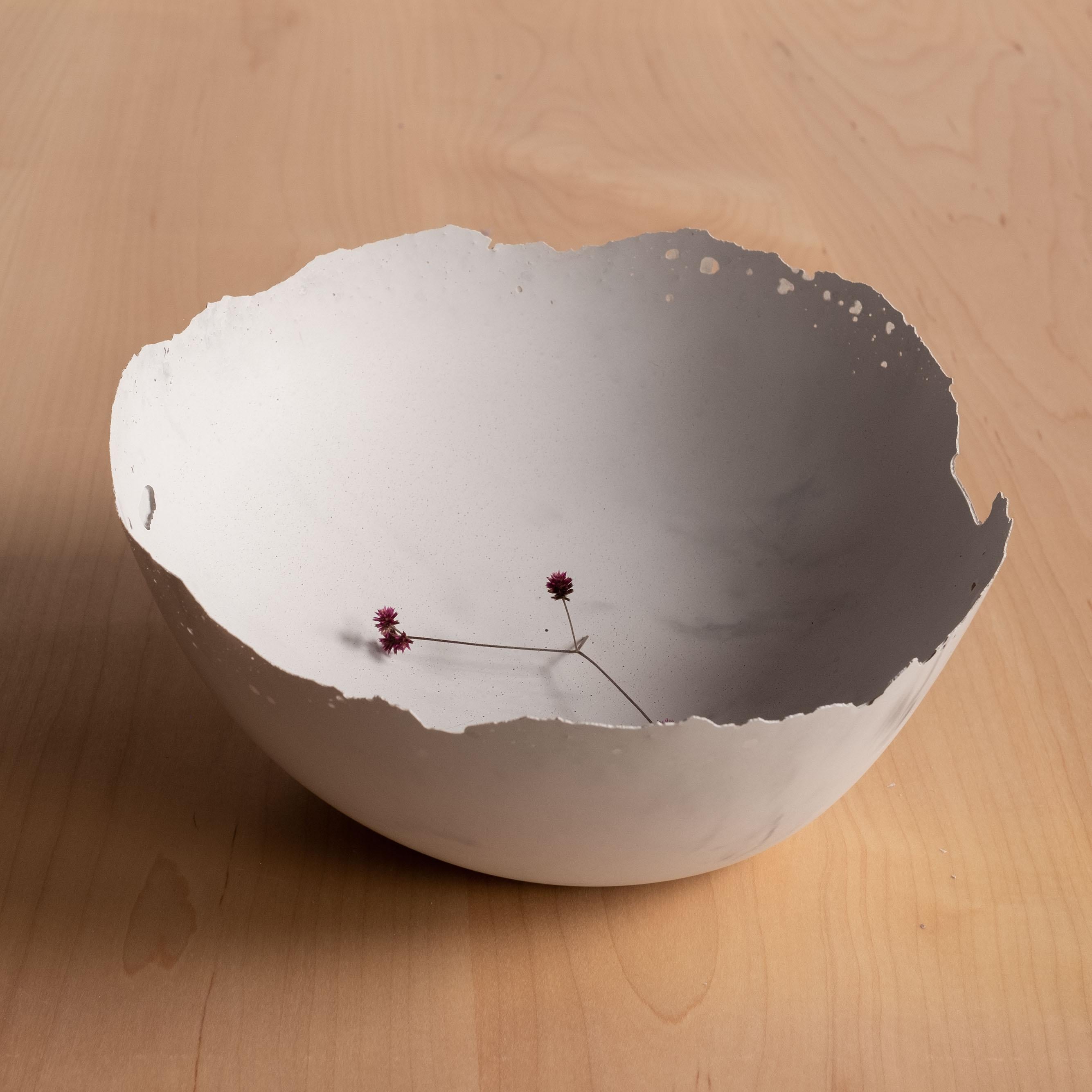 Contemporary Handmade Cast Concrete Bowl in Grey by Umé Studio For Sale