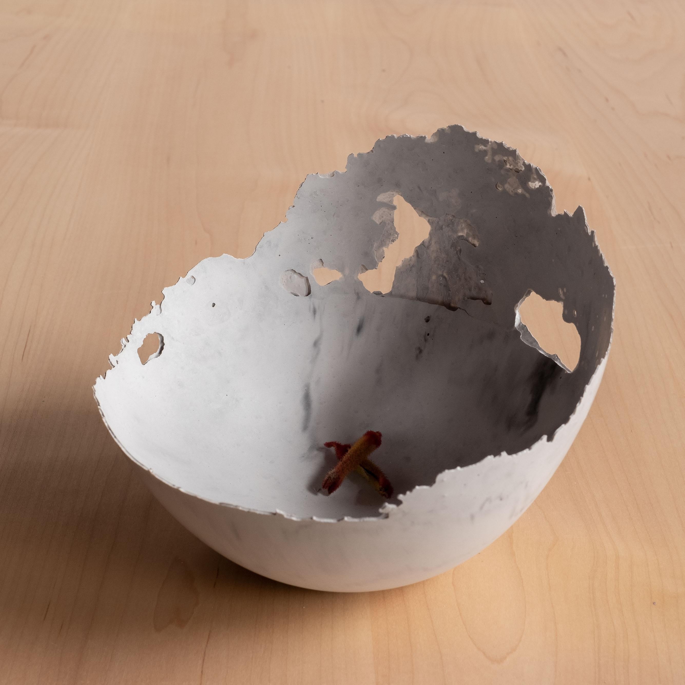 Contemporary Handmade Cast Concrete Bowl in Grey by UME Studio For Sale