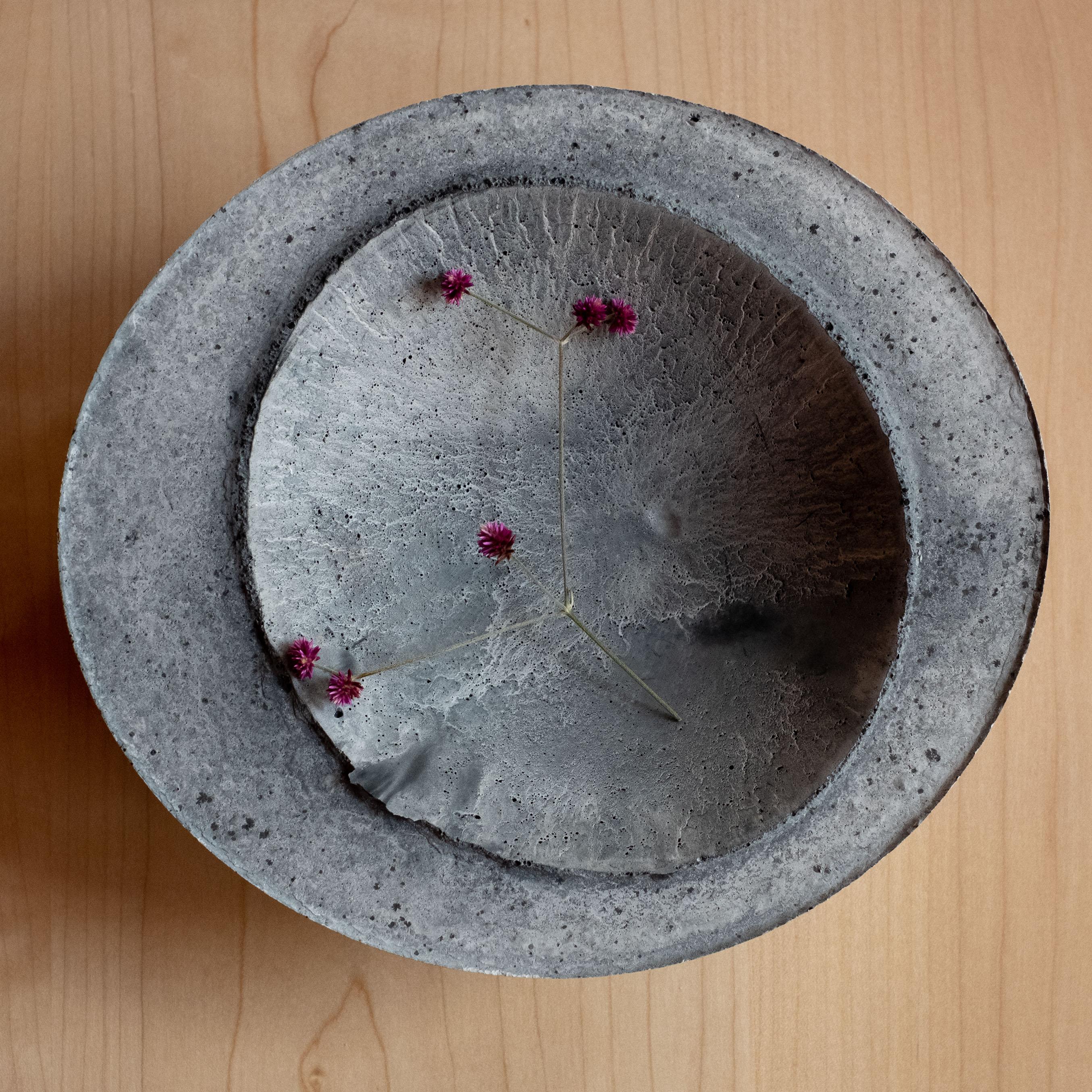 Contemporary Handmade Cast Concrete Bowl in Grey by Umé Studio For Sale