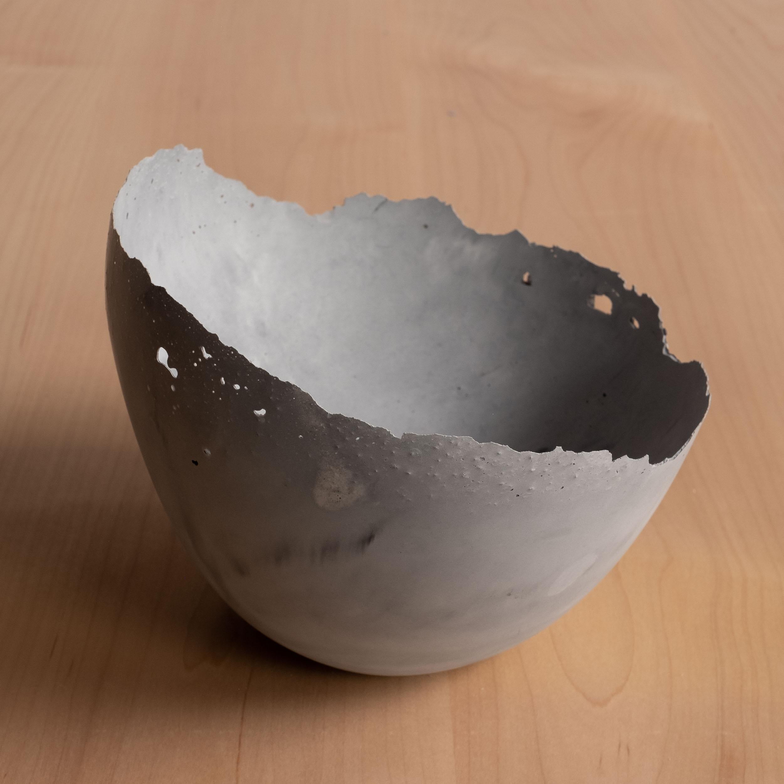 Contemporary Handmade Cast Concrete Bowl in Grey by UME Studio For Sale
