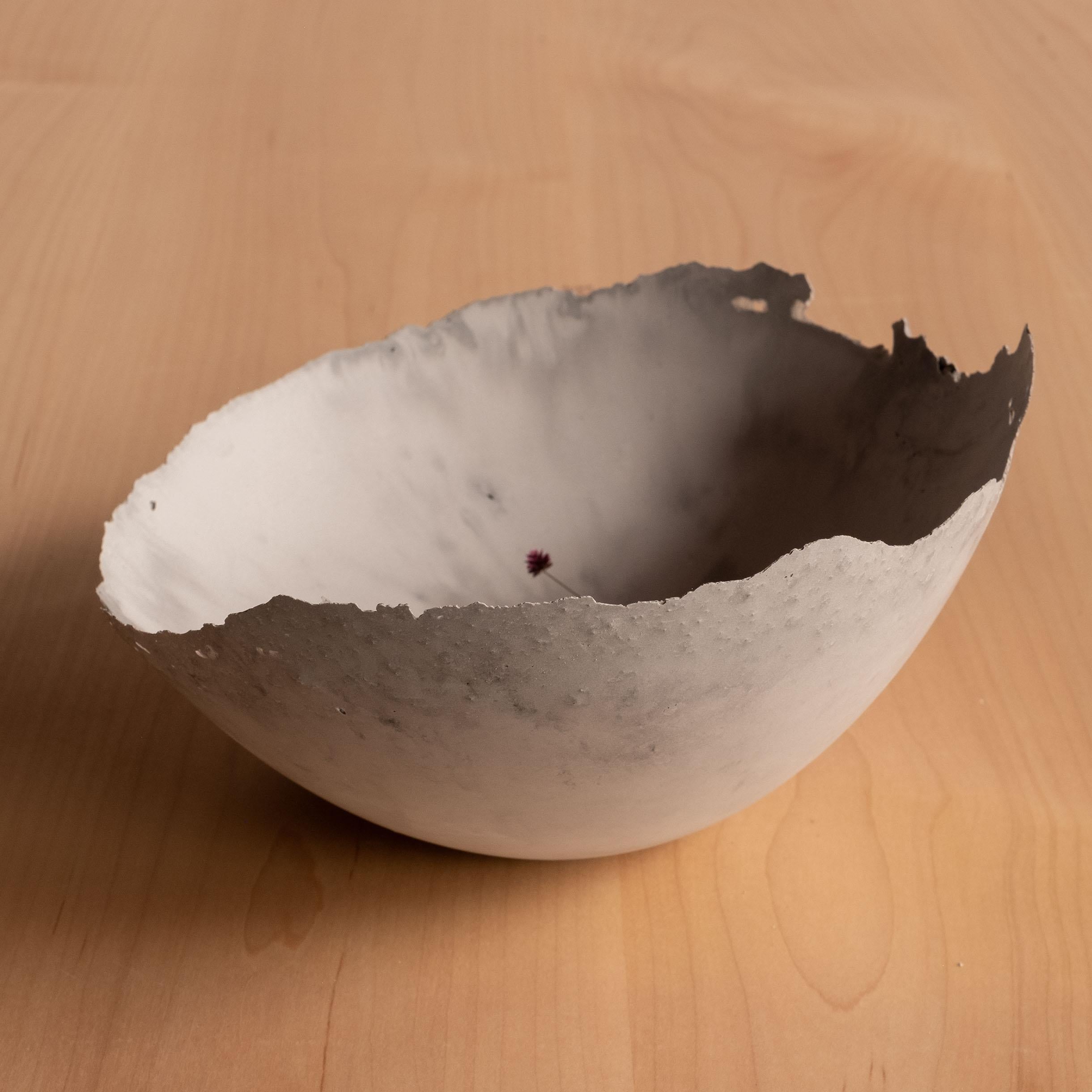Contemporary Handmade Cast Concrete Bowl in Grey by UME Studio For Sale