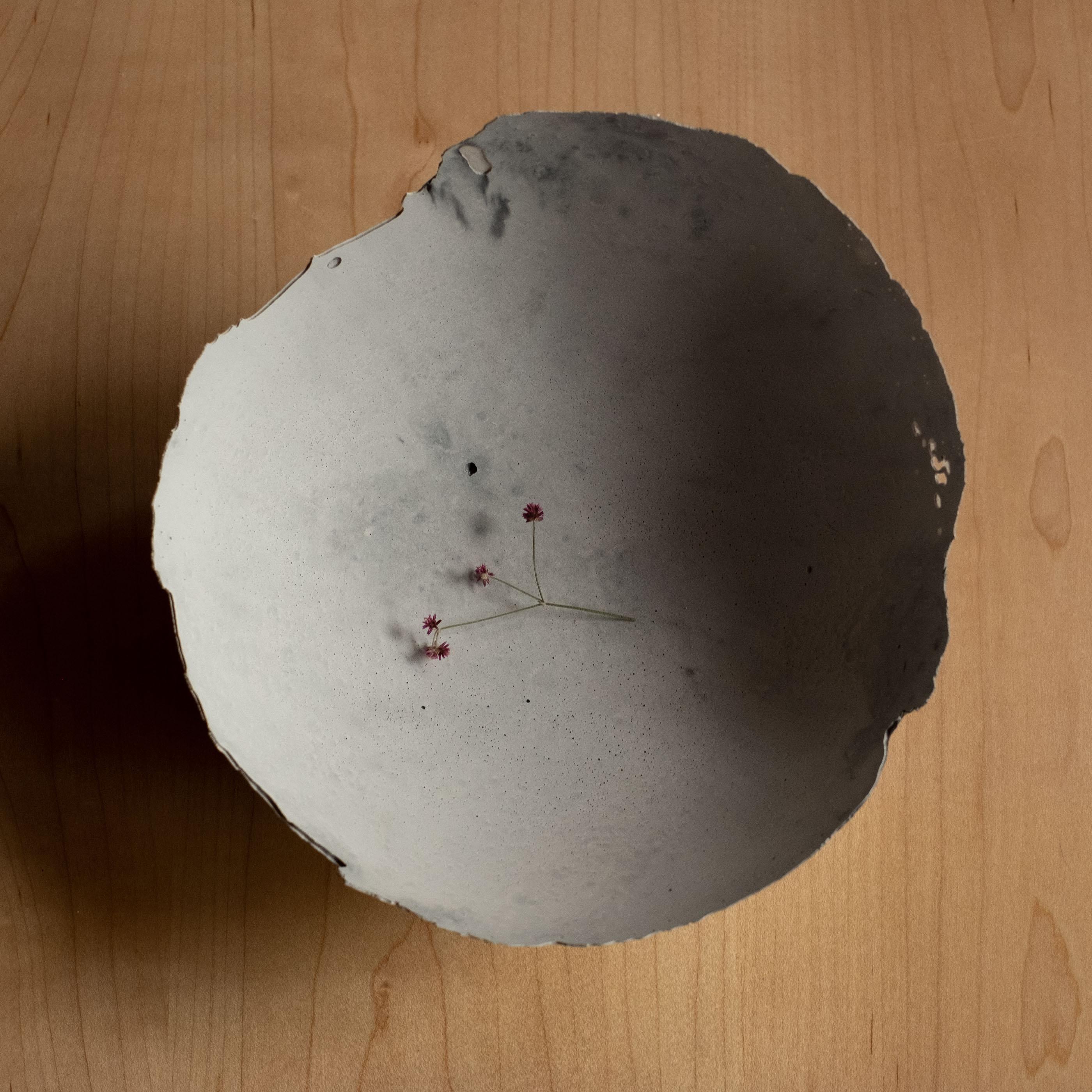 Contemporary Handmade Cast Concrete Bowl in Grey by UME Studio For Sale