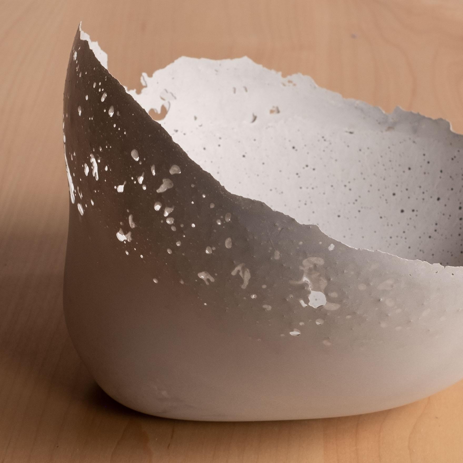 Contemporary Handmade Cast Concrete Bowl in Grey by UME Studio For Sale