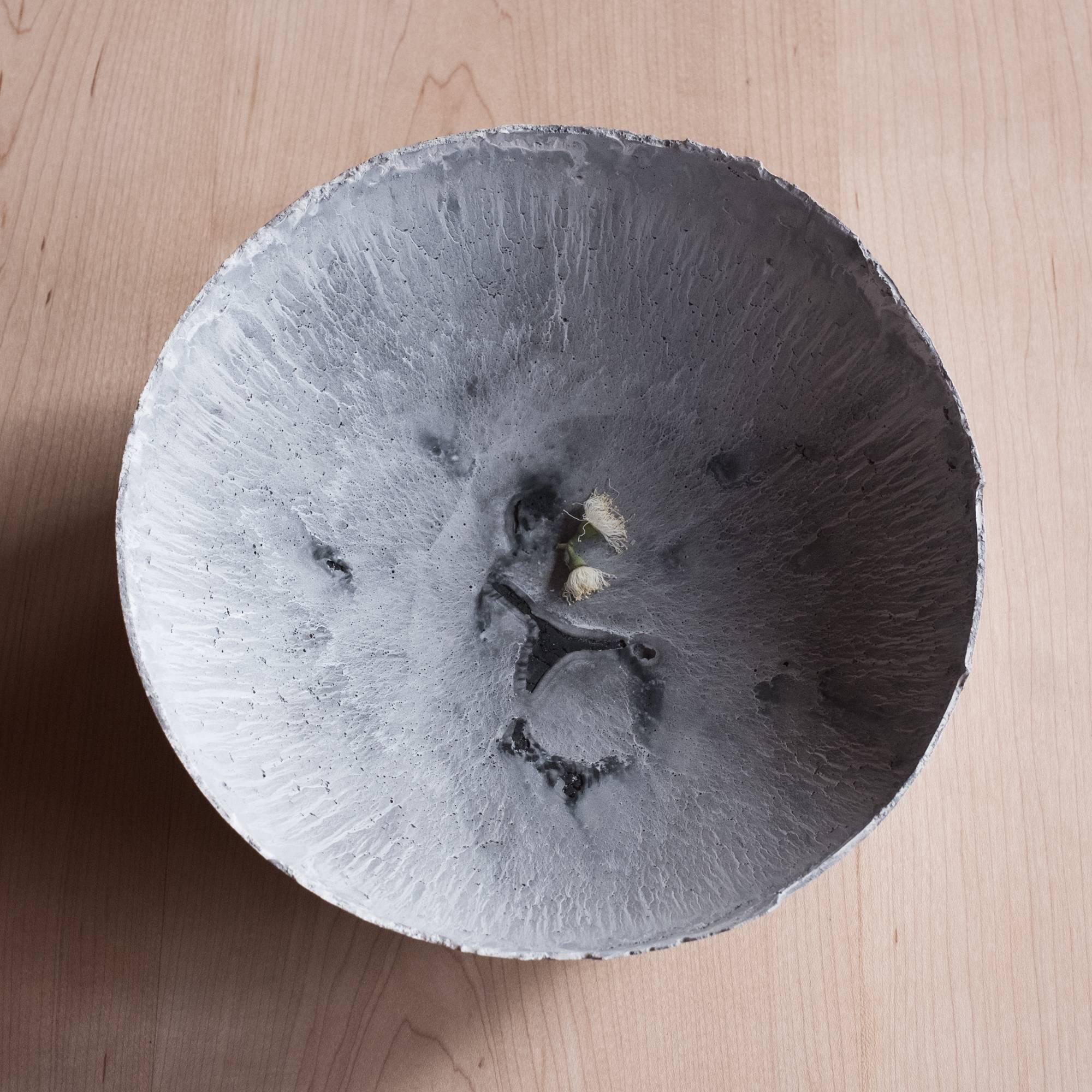 Handmade Cast Concrete Bowl in Grey by UMÉ Studio For Sale 1