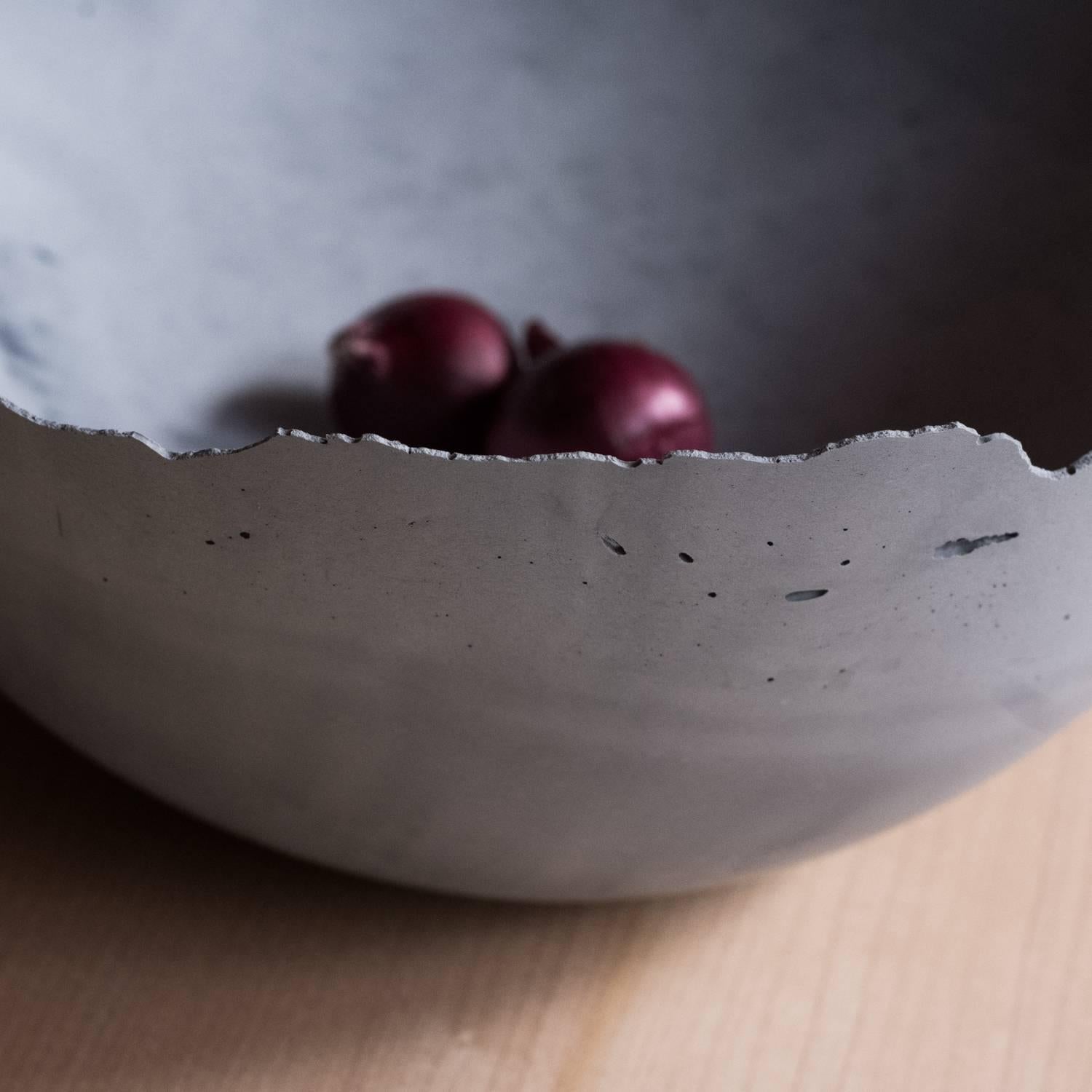 Handmade Cast Concrete Bowl in Grey by UMÉ Studio For Sale 1
