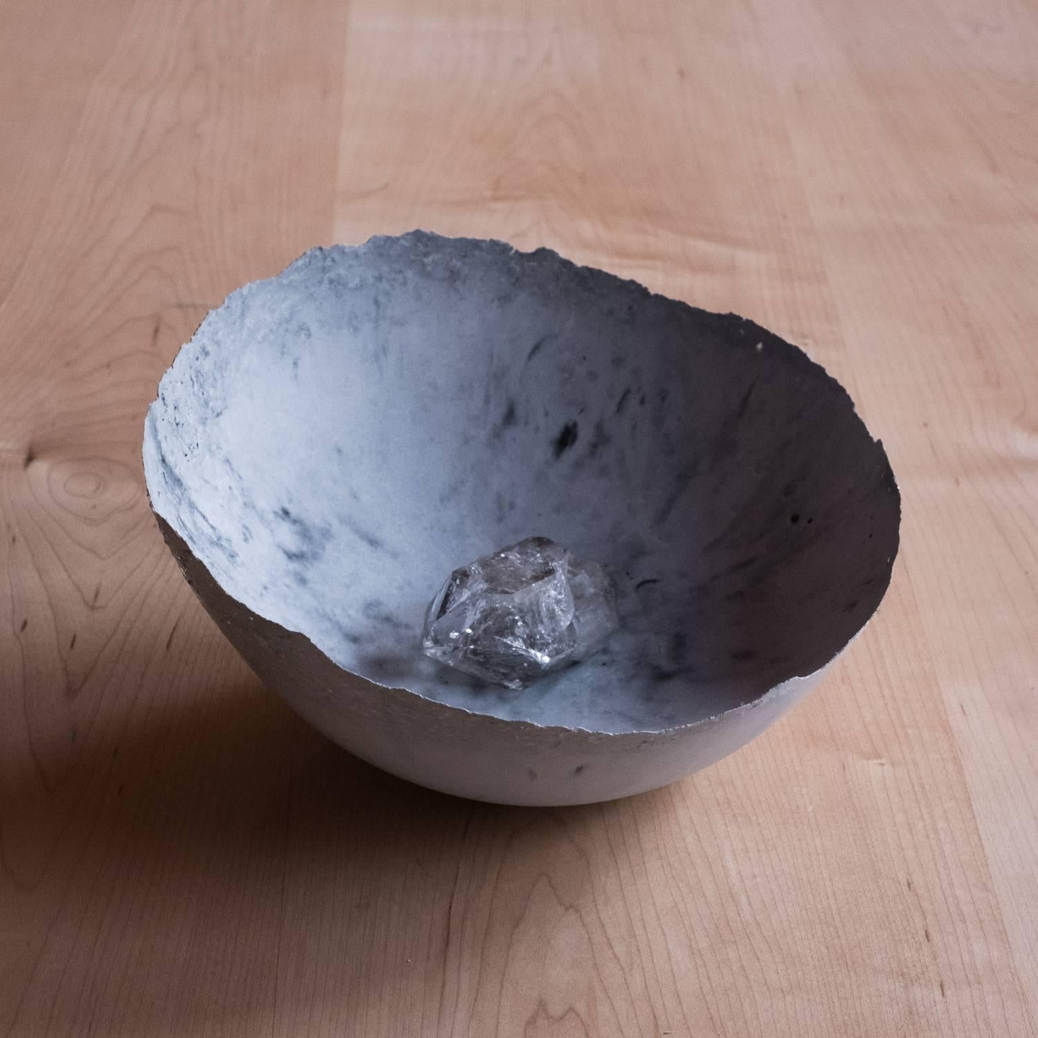 Handmade Cast Concrete Bowl in Grey by UMÉ Studio For Sale 1