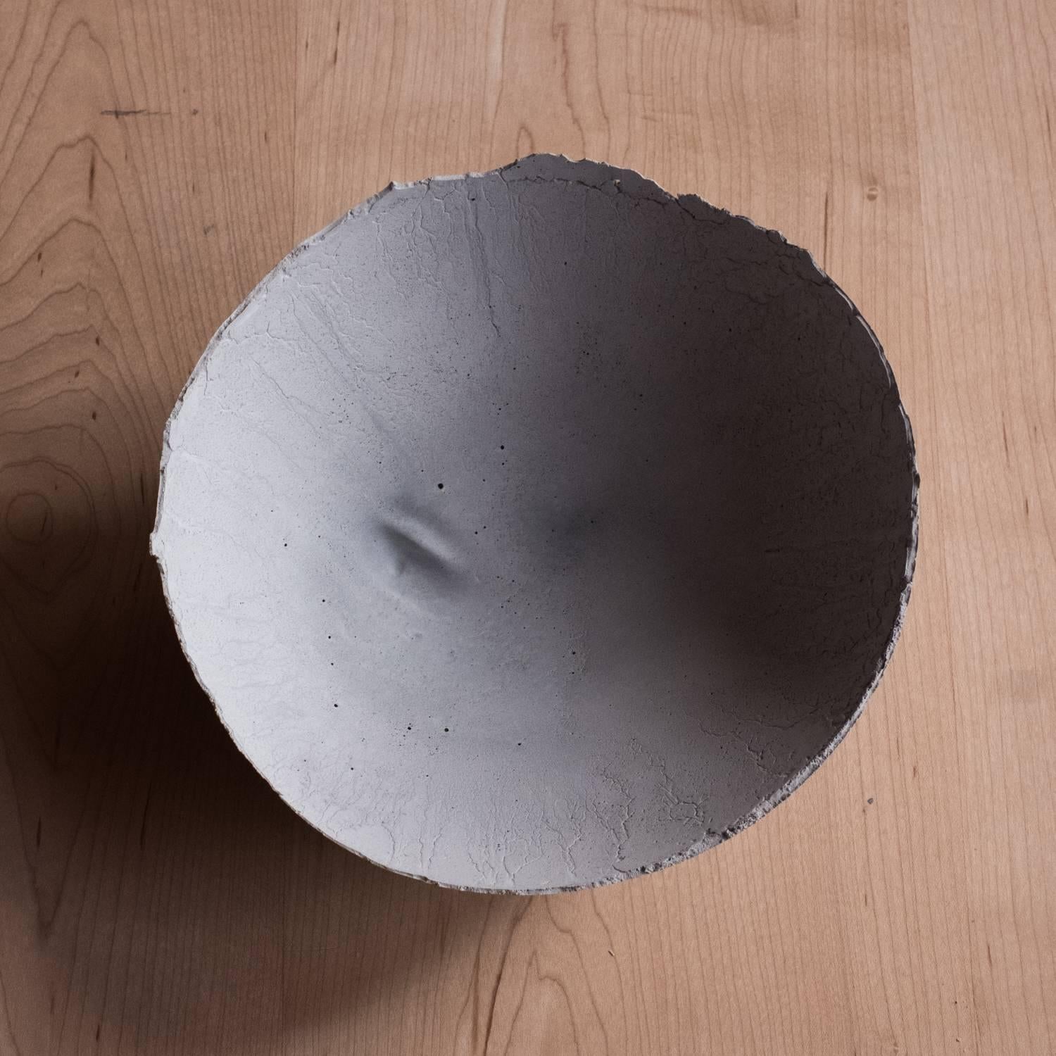 American Handmade Cast Concrete Bowl in Grey by UMÉ Studio For Sale