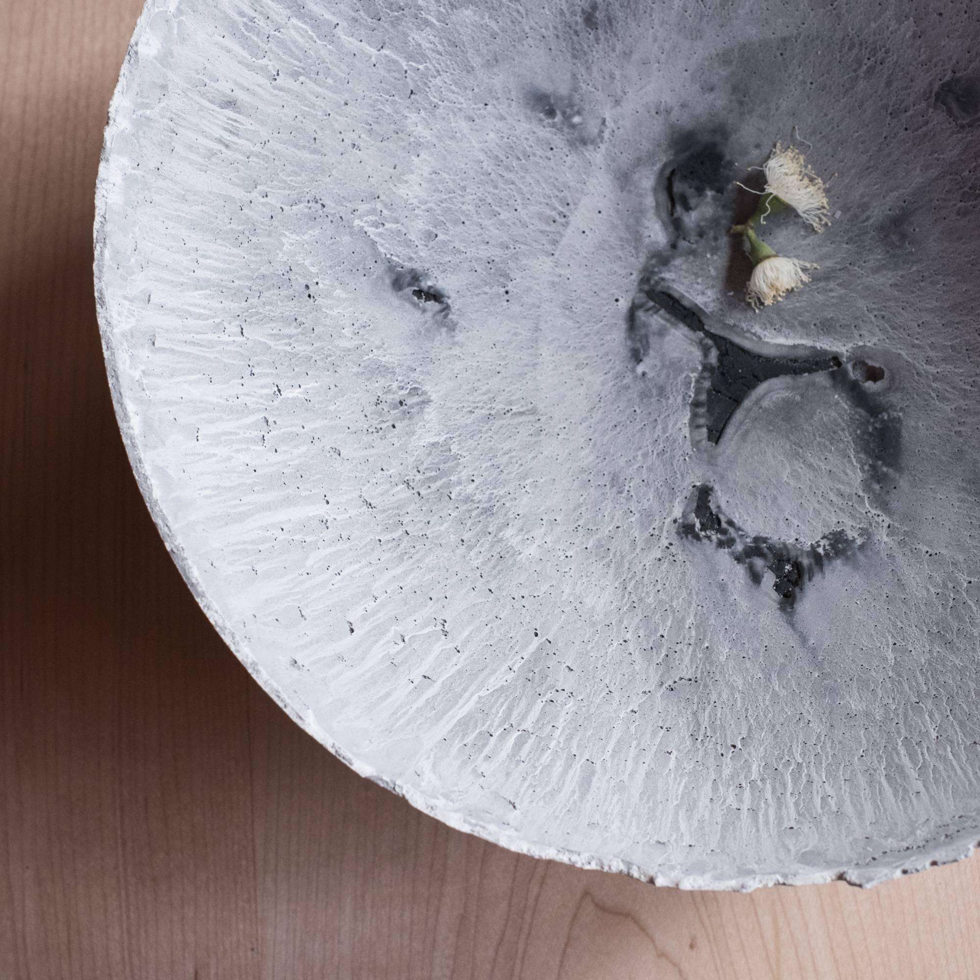 Handmade Cast Concrete Bowl in Grey by UMÉ Studio For Sale 2