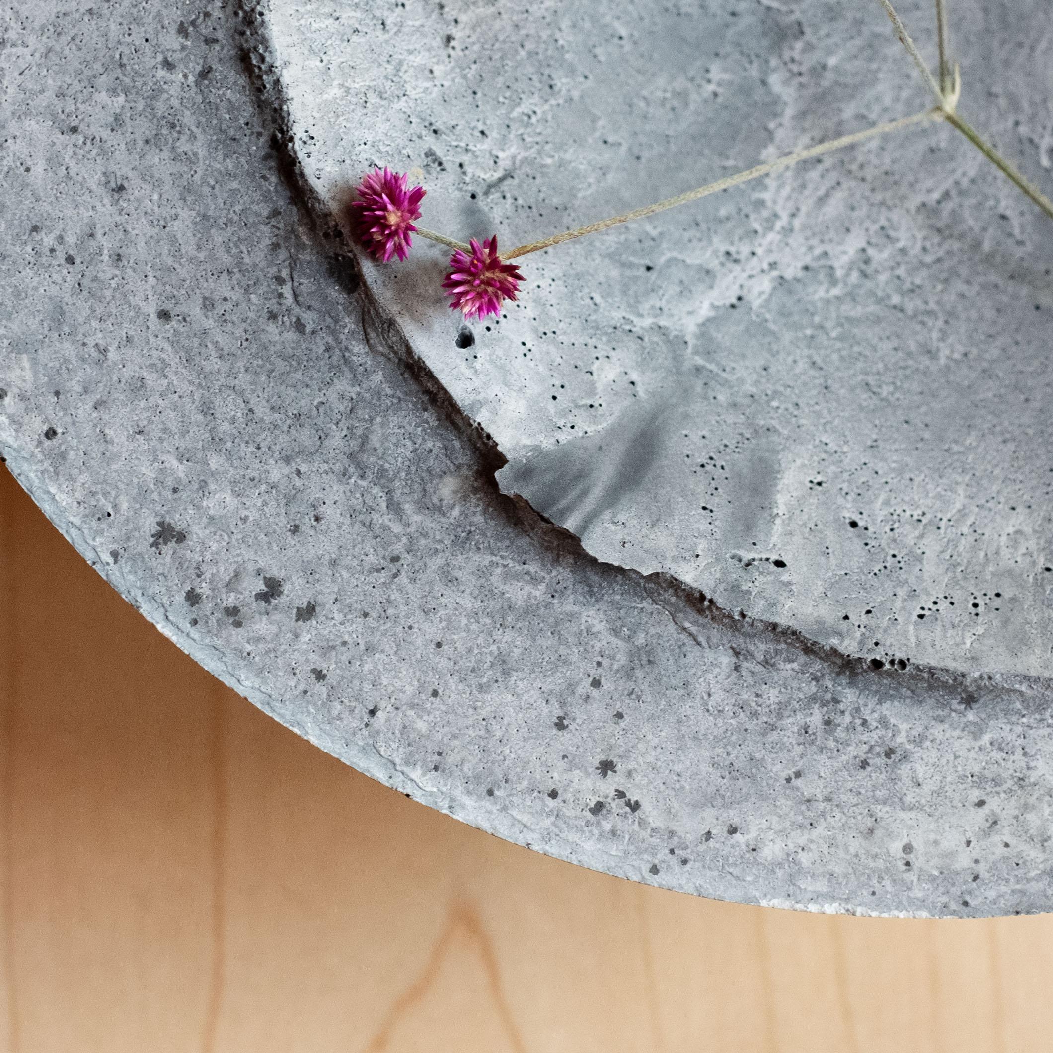 Handmade Cast Concrete Bowl in Grey by Umé Studio For Sale 2