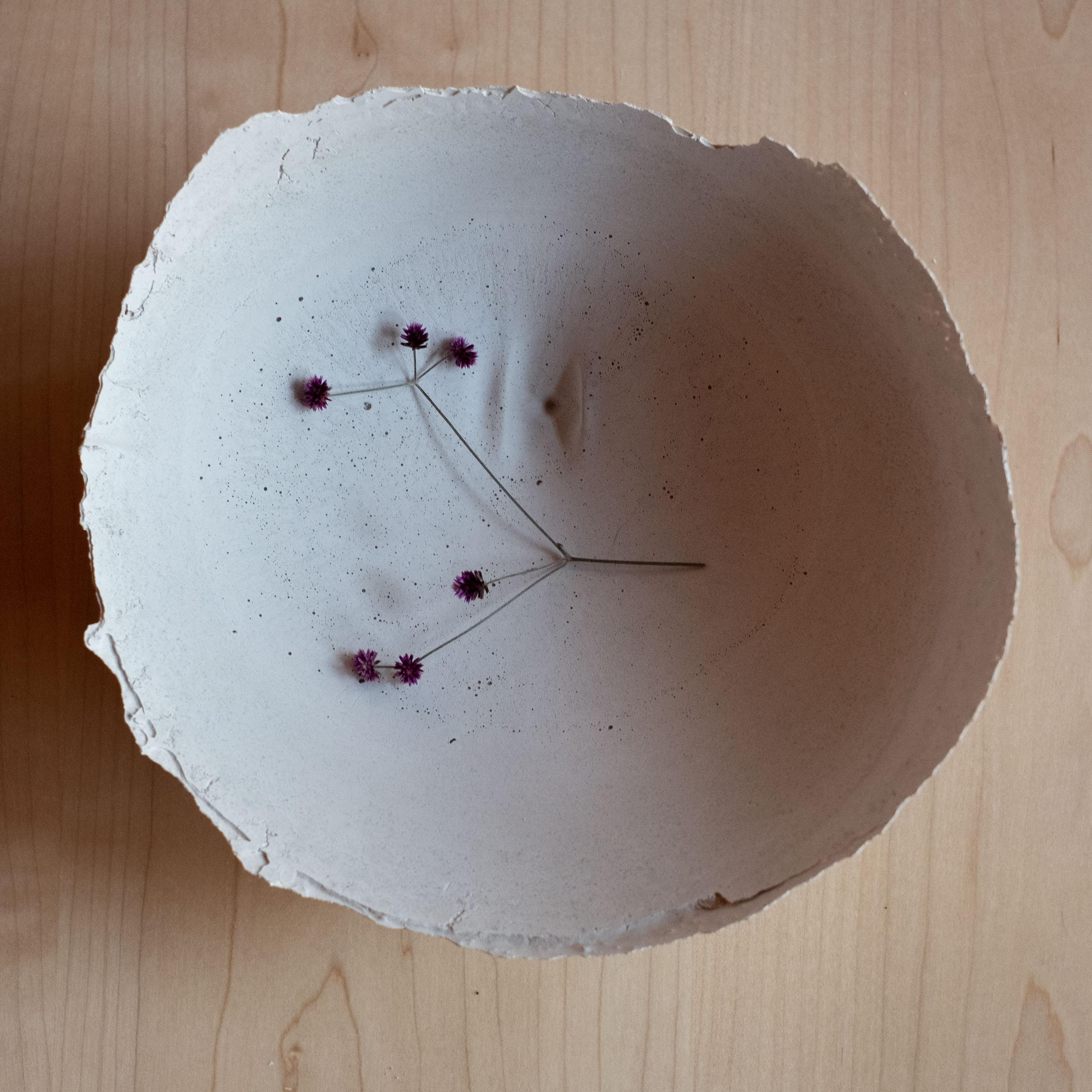 Handmade Cast Concrete Bowl in Grey by Umé Studio For Sale 2