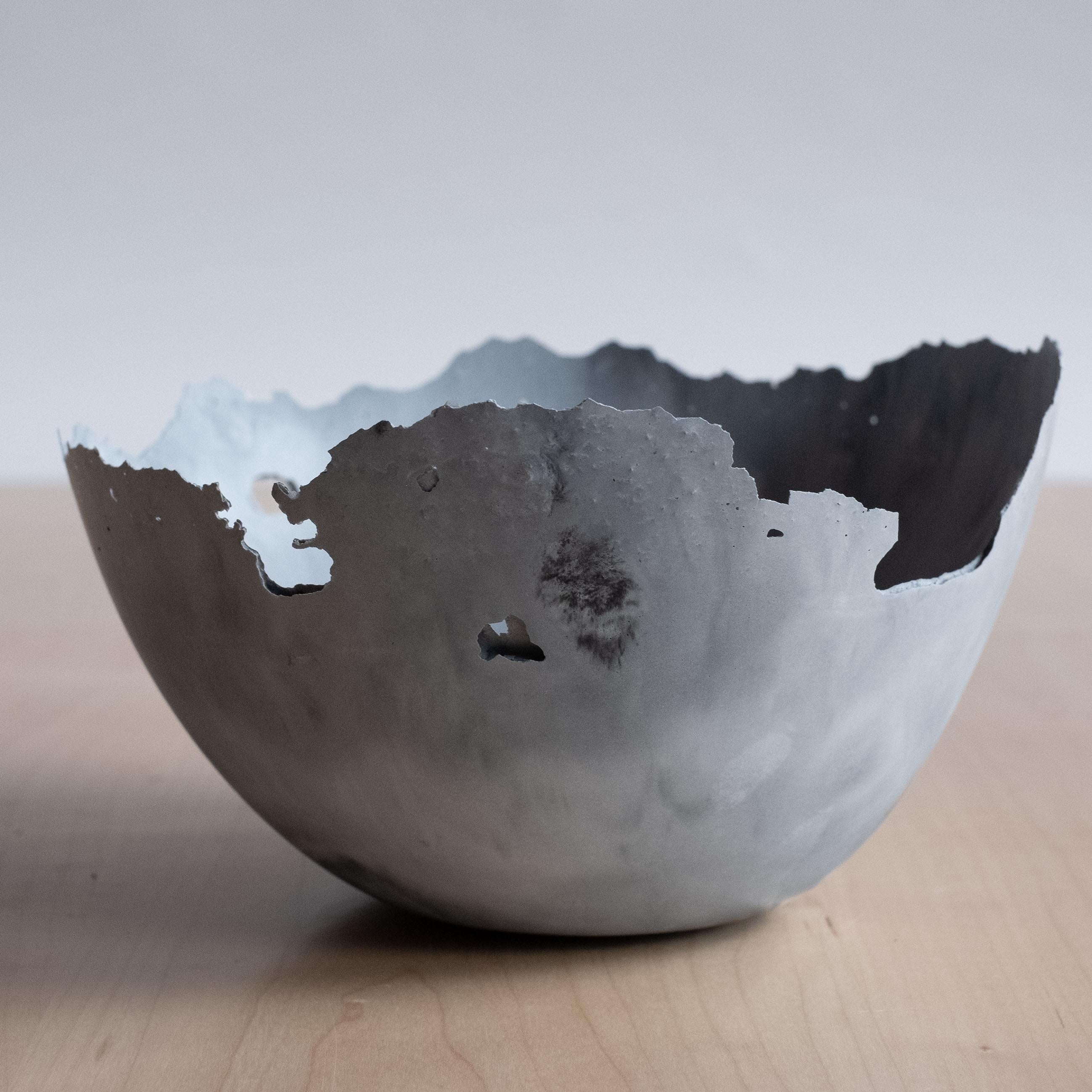 Handmade Cast Concrete Bowl in Grey by UME Studio For Sale 3
