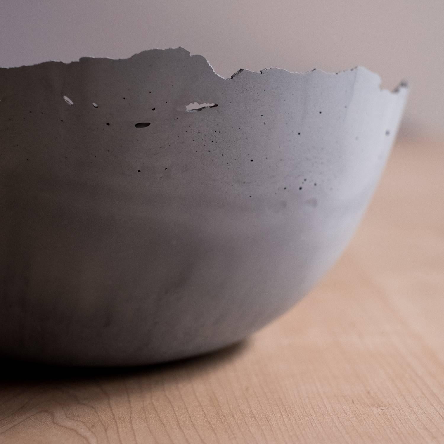 Handmade Cast Concrete Bowl in Grey by UMÉ Studio For Sale 4