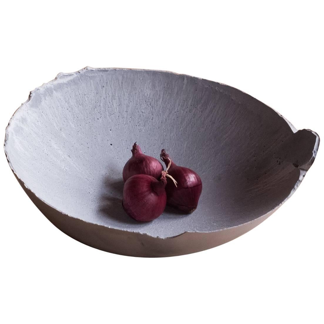 Handmade Cast Concrete Bowl in Grey by UMÉ Studio For Sale