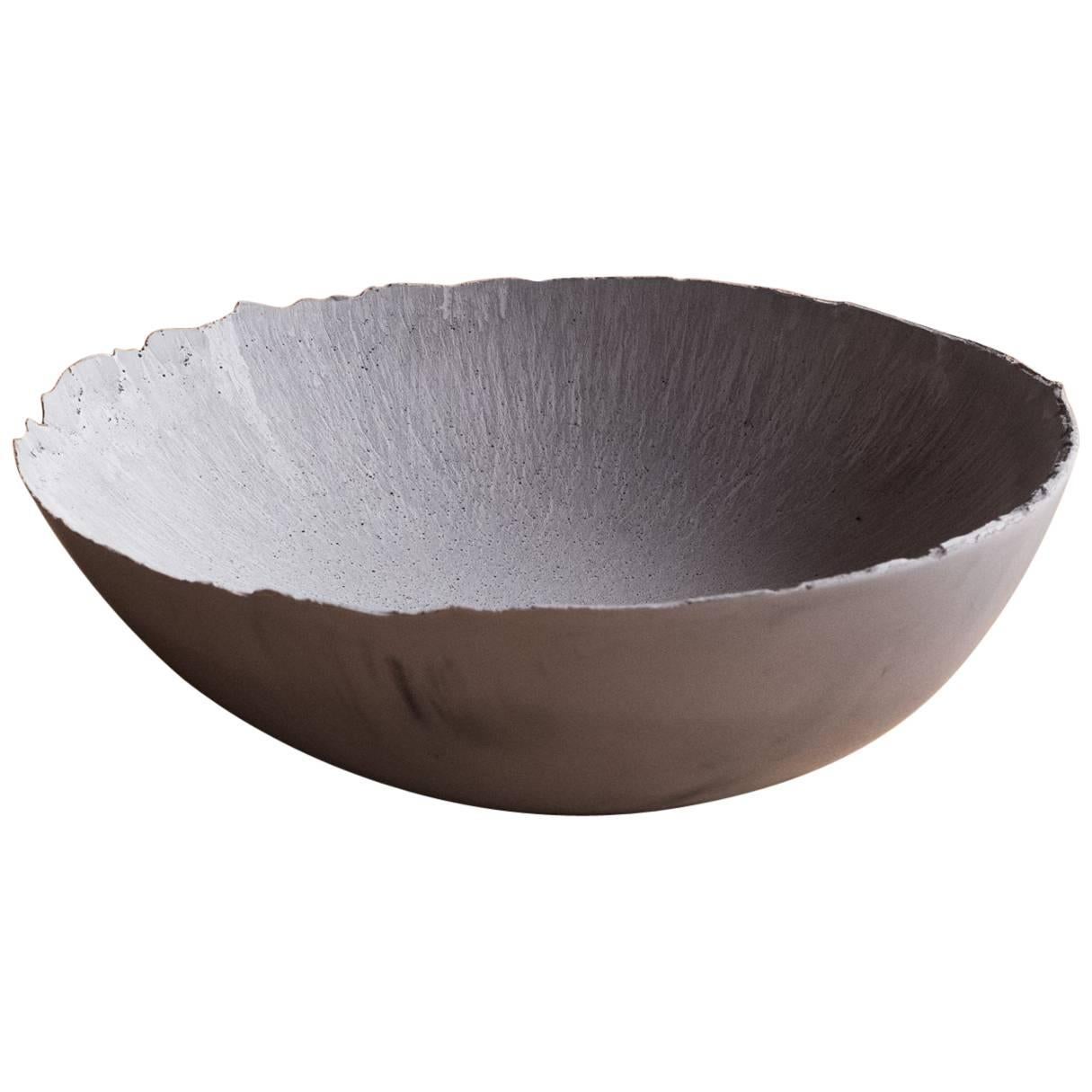 Handmade Cast Concrete Bowl in Grey by UMÉ Studio For Sale