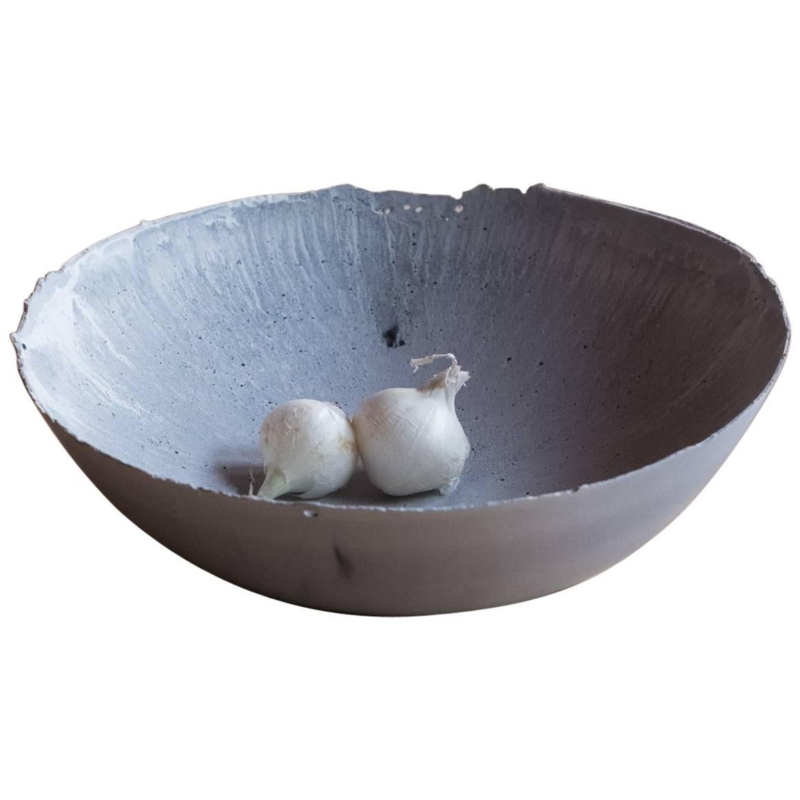 Handmade Cast Concrete Bowl in Grey by UMÉ Studio For Sale