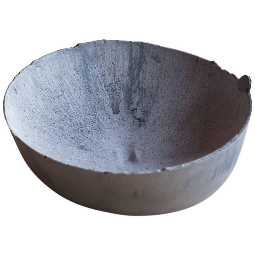 Handmade Cast Concrete Bowl in Grey by UMÉ Studio For Sale