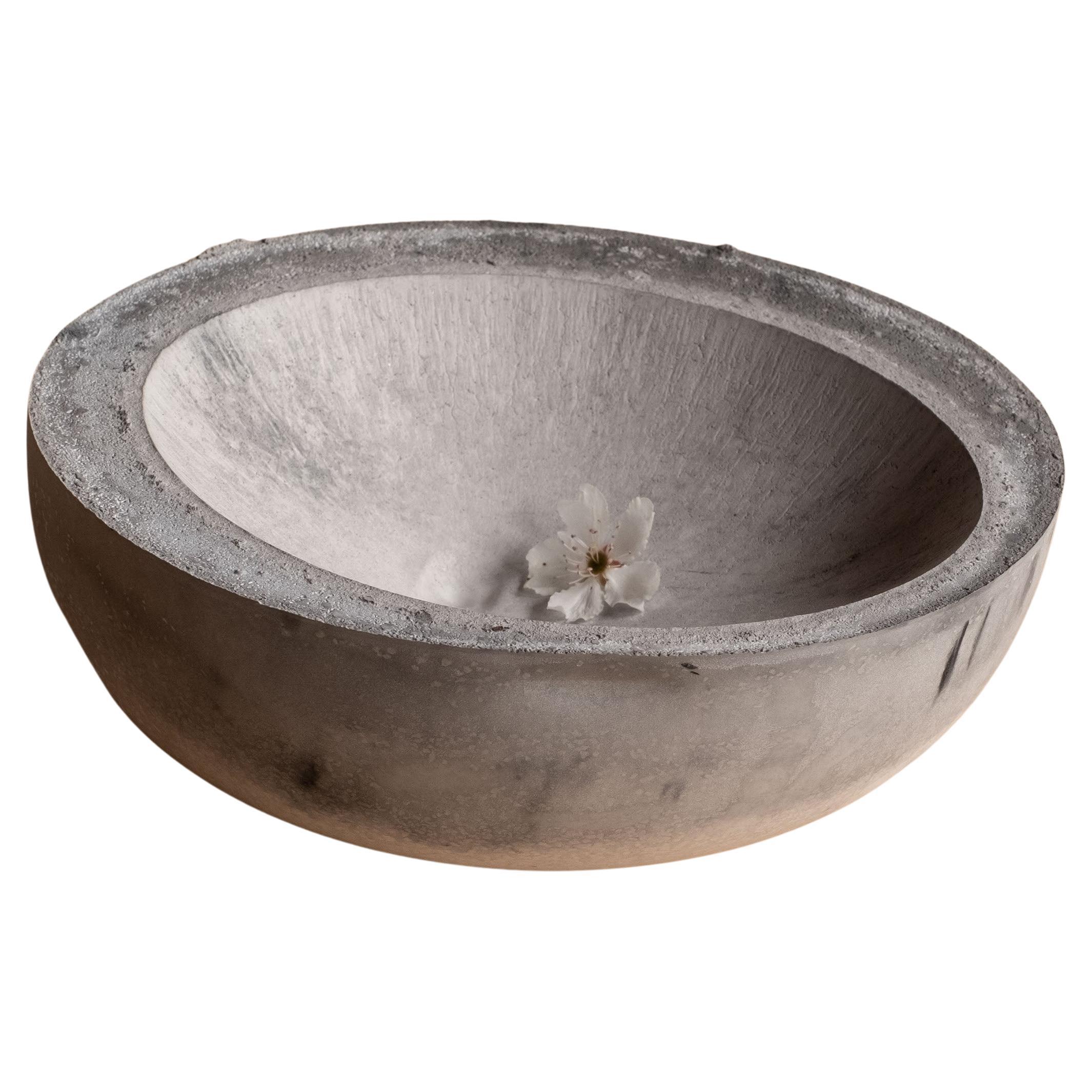Handmade Cast Concrete Bowl in Grey by Umé Studio For Sale