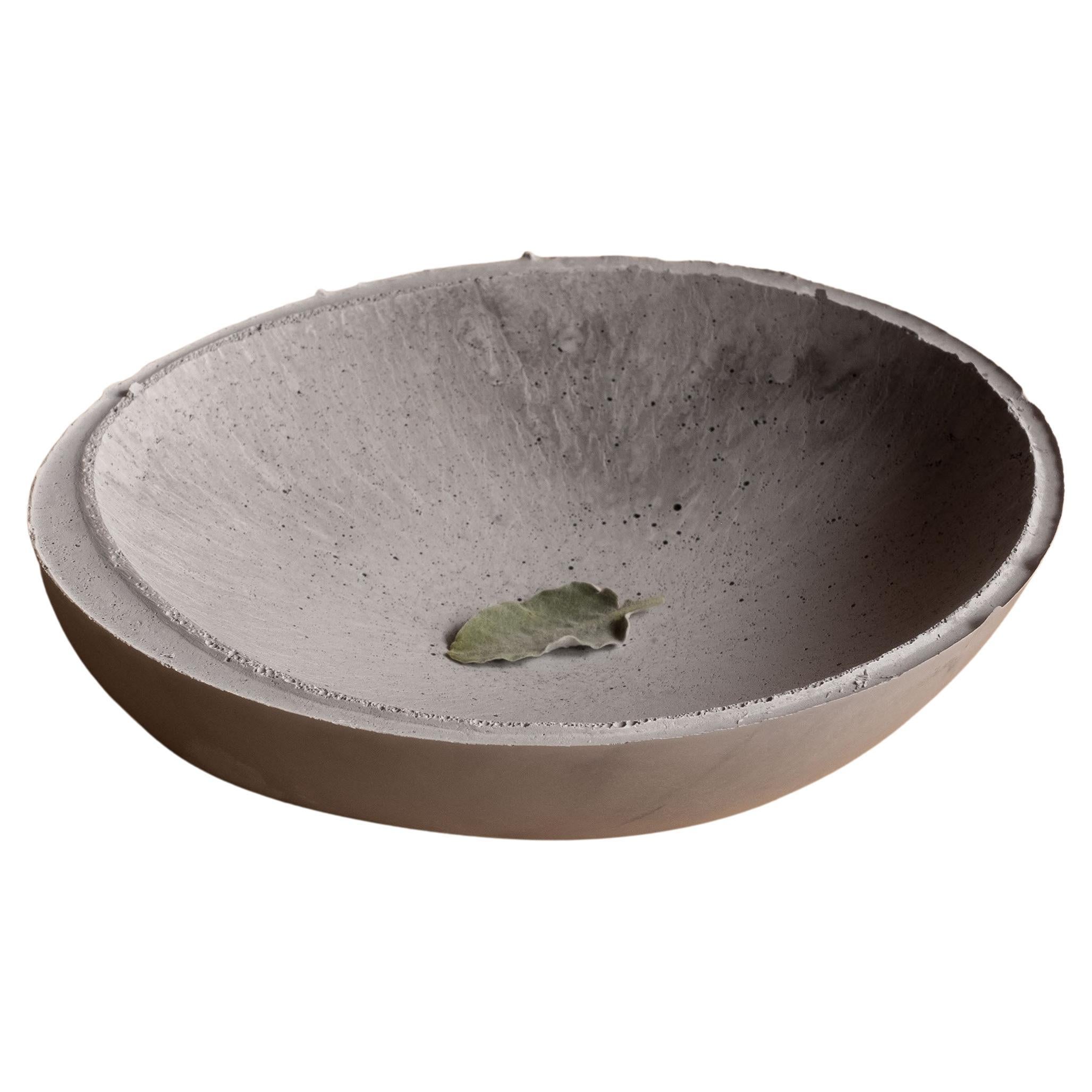 Handmade Cast Concrete Bowl in Grey by UMÉ Studio For Sale