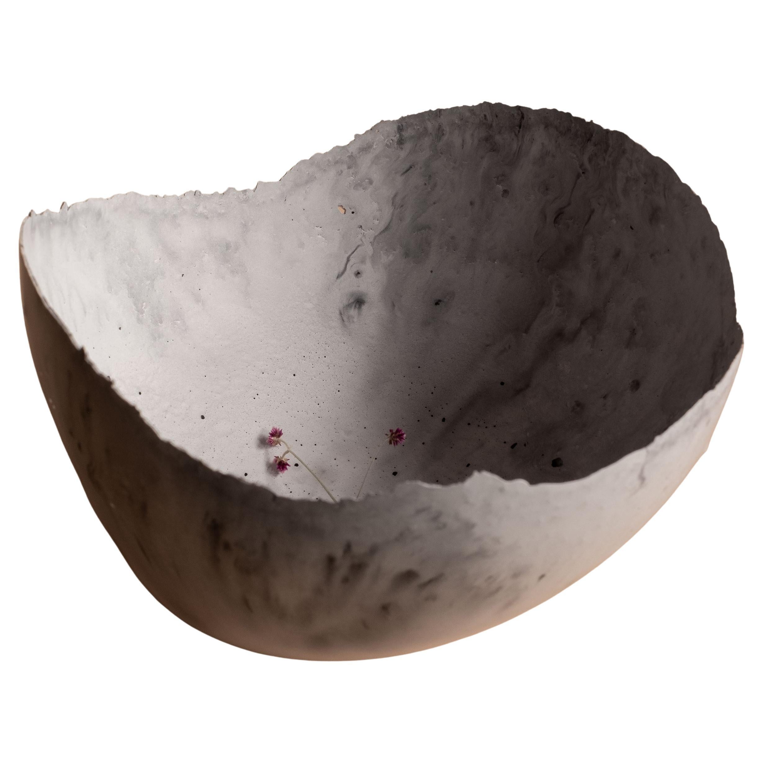 Handmade Cast Concrete Bowl in Grey by Umé Studio For Sale