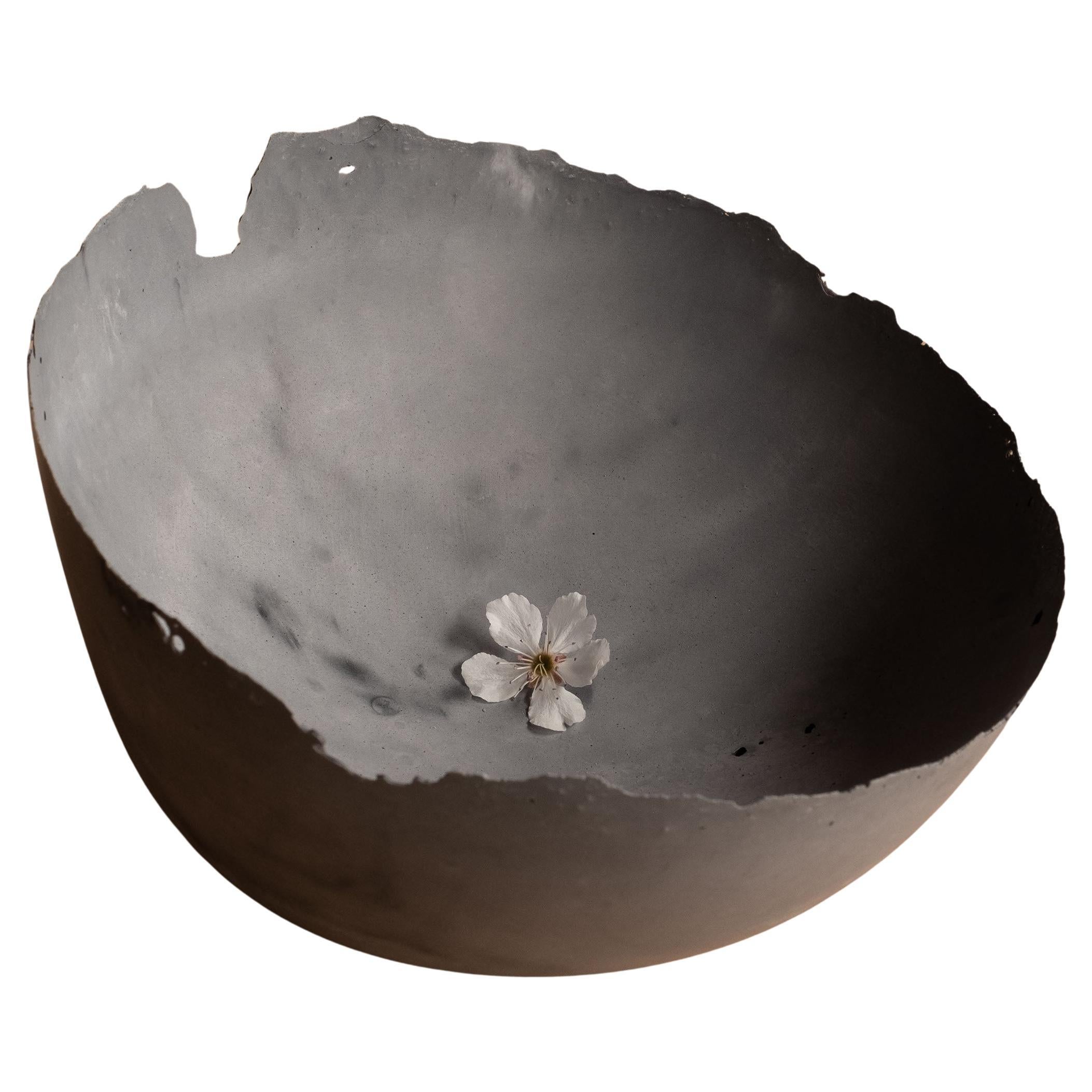 Handmade Cast Concrete Bowl in Grey by UME Studio For Sale
