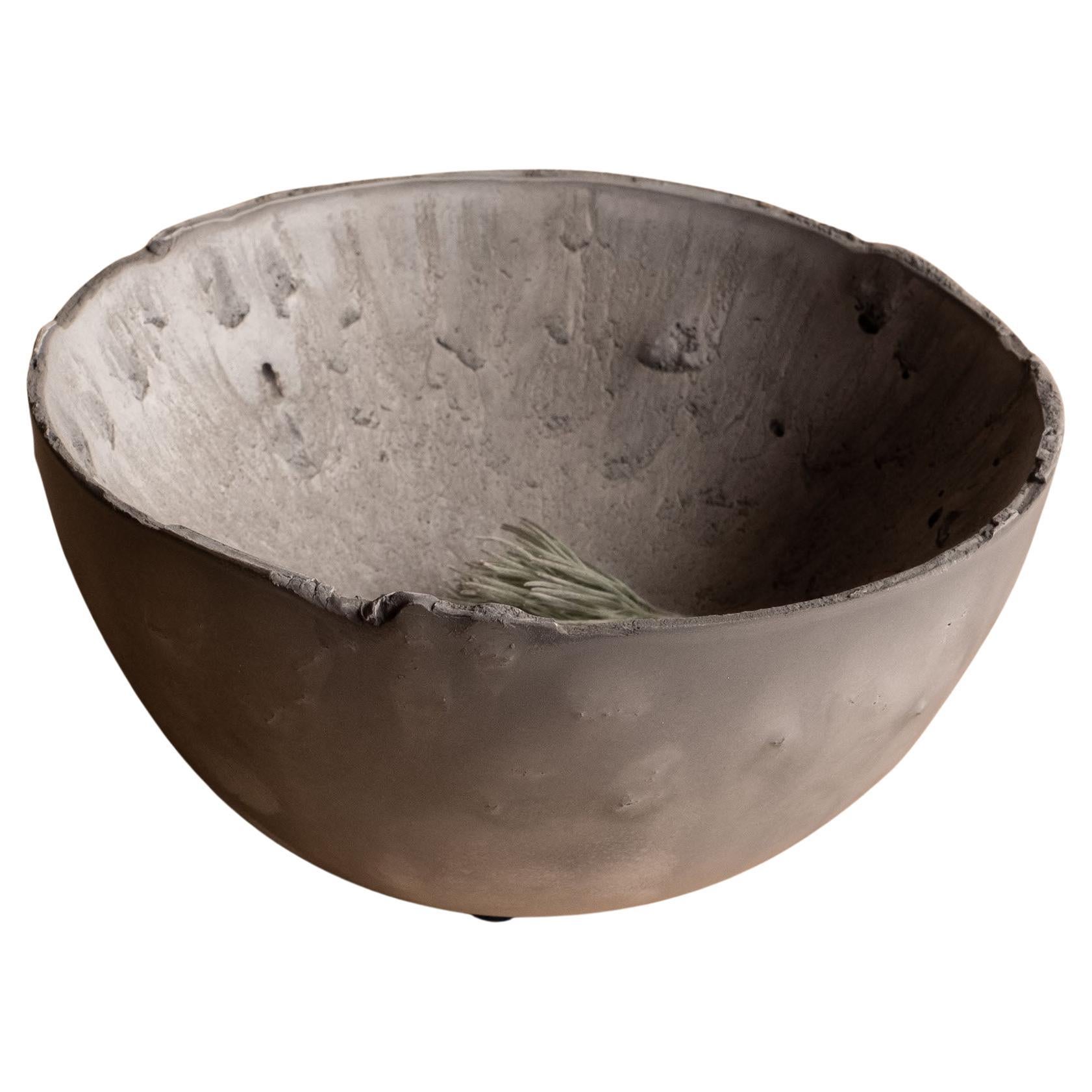 Handmade Cast Concrete Bowl in Grey by UME Studio For Sale