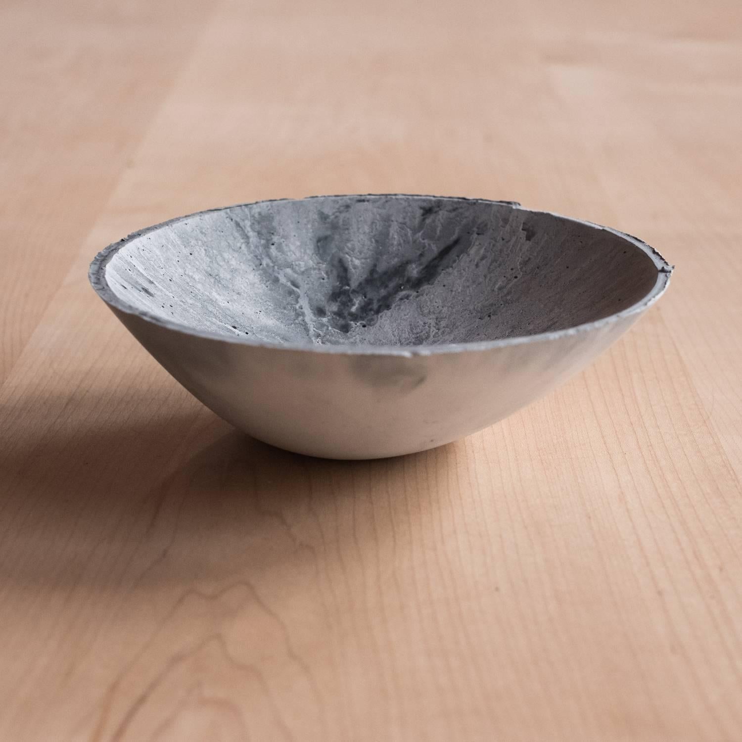 Handmade Cast Concrete Bowl in Grey by UMÉ Studio, Set of Three Small For Sale 5