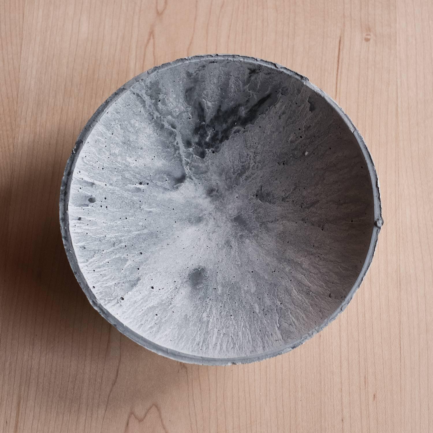 Handmade Cast Concrete Bowl in Grey by UMÉ Studio, Set of Three Small For Sale 6