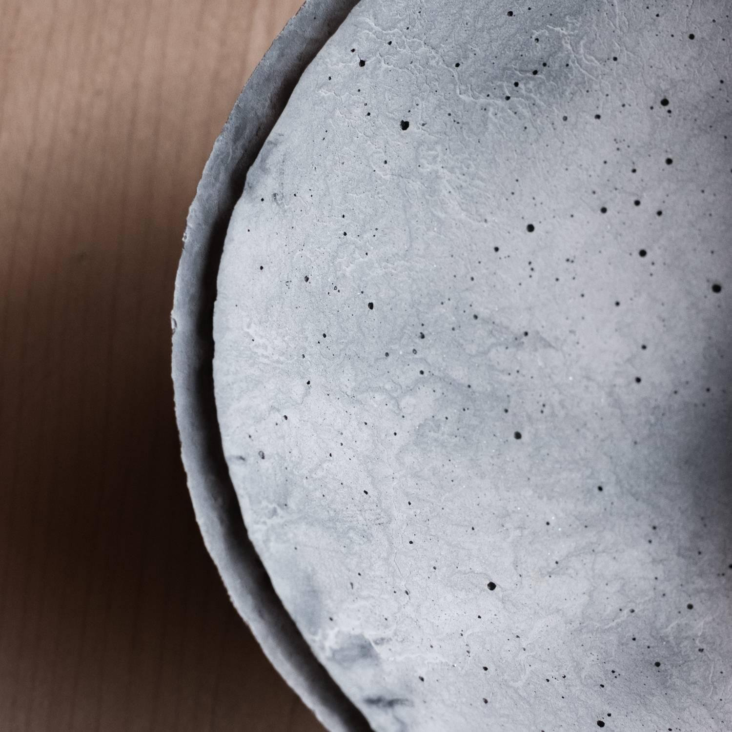 Handmade Cast Concrete Bowl in Grey by UMÉ Studio, Set of Three Small For Sale 11