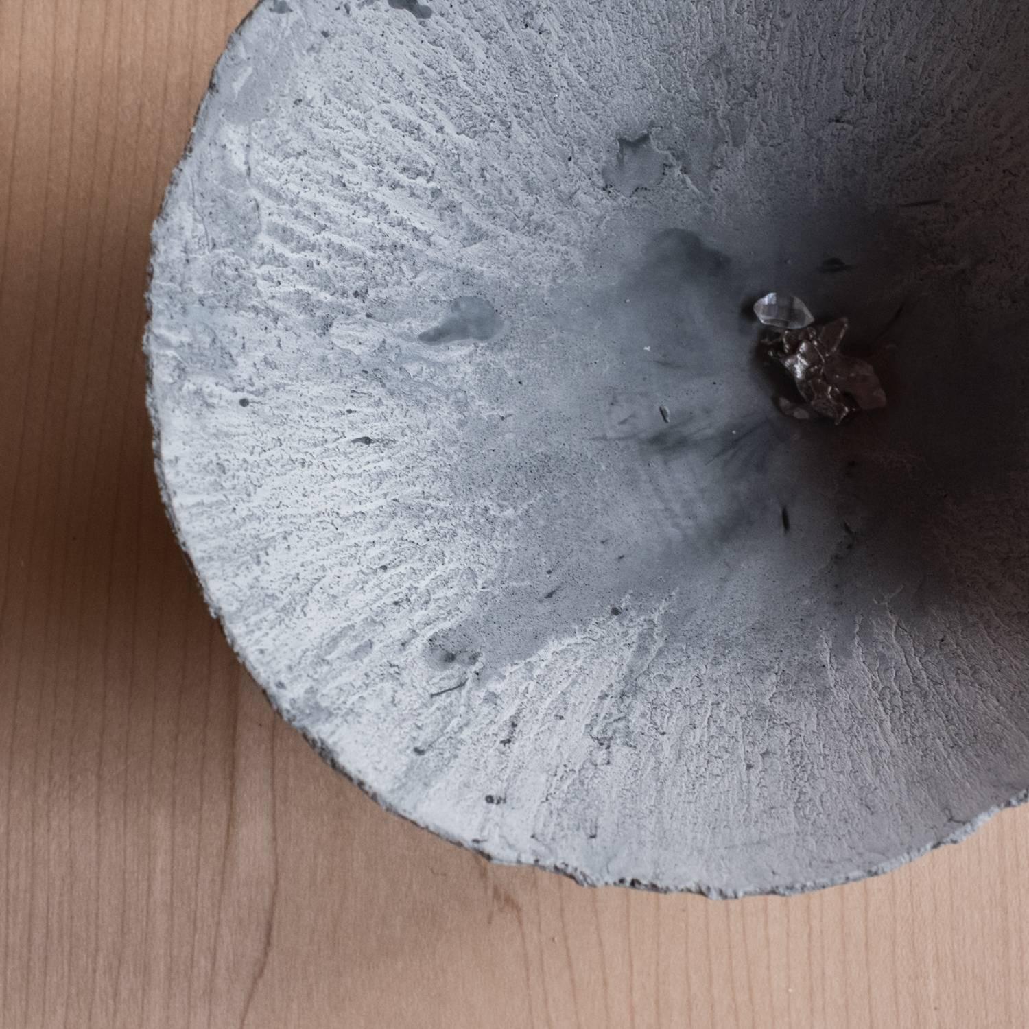 Contemporary Handmade Cast Concrete Bowl in Grey by UMÉ Studio, Set of Three Small For Sale