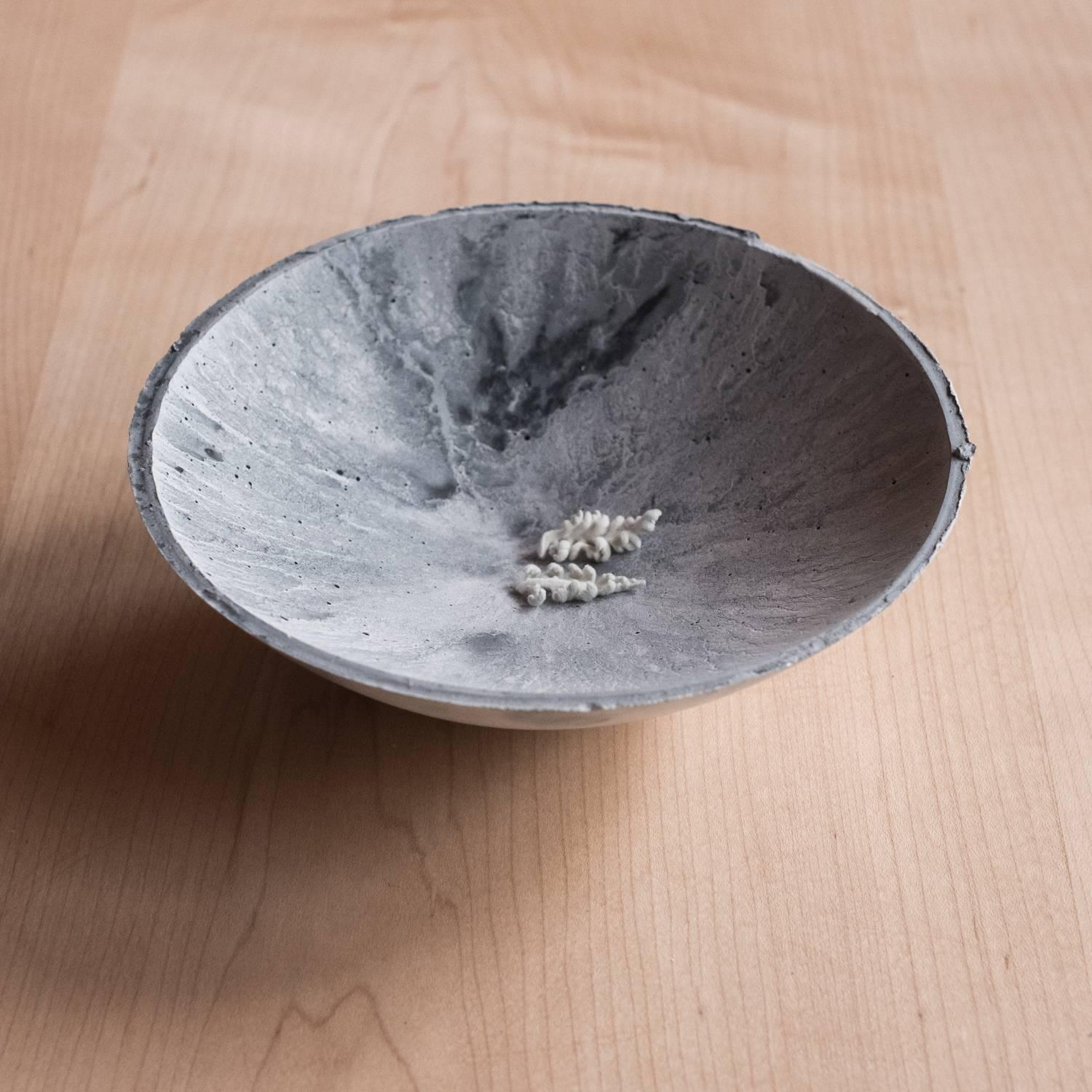 Handmade Cast Concrete Bowl in Grey by UMÉ Studio, Set of Three Small For Sale 4
