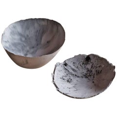 Handmade Cast Concrete Bowl in Grey by UMÉ Studio, Set of Two Small