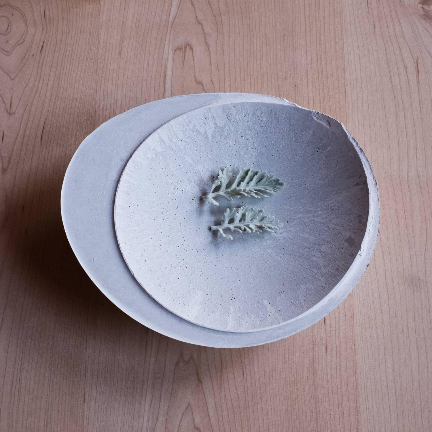 Handmade Cast Concrete Bowl in White and Grey by UMÉ Studio, Set of Six For Sale 6