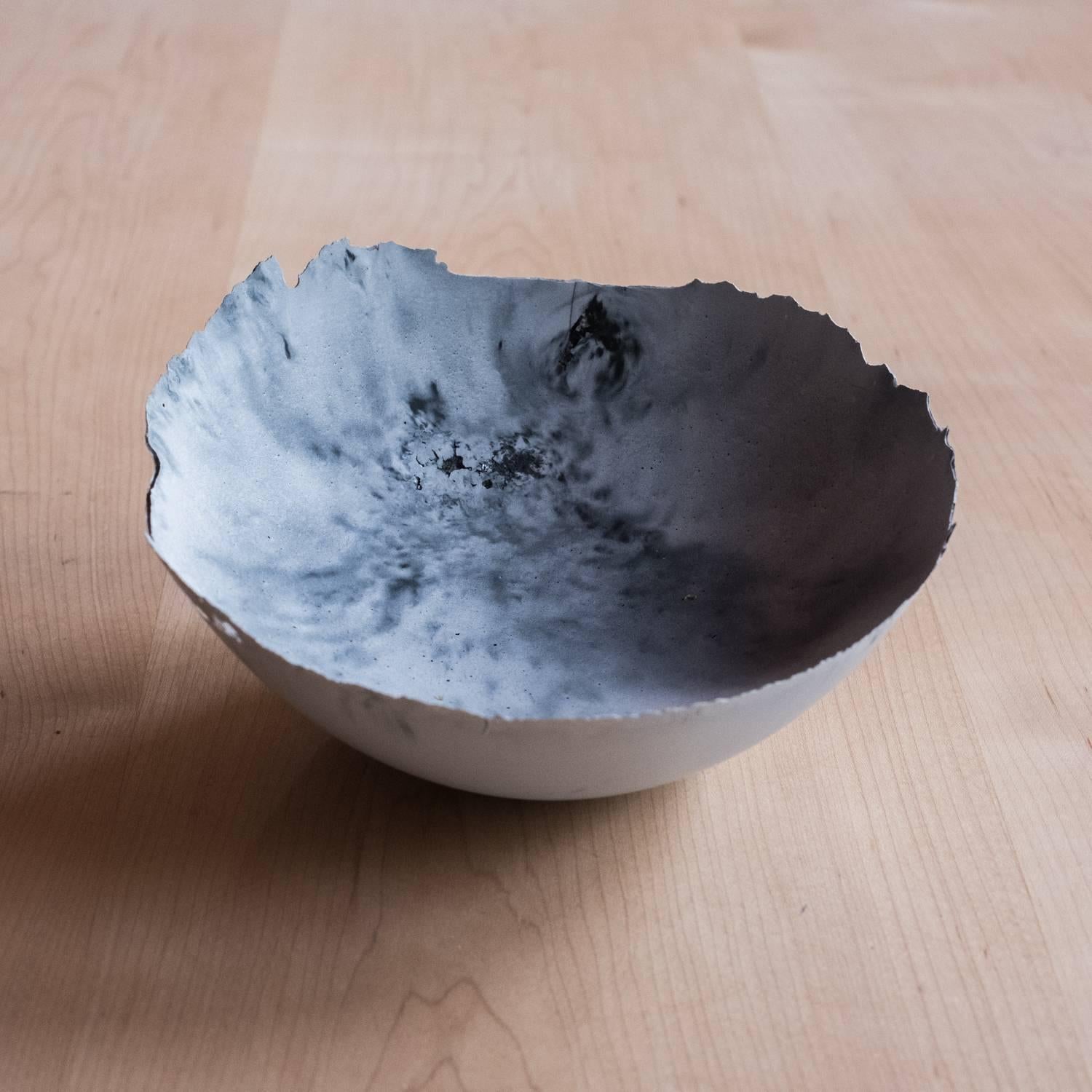 American Handmade Cast Concrete Bowl in White and Grey by UMÉ Studio, Set of Six For Sale