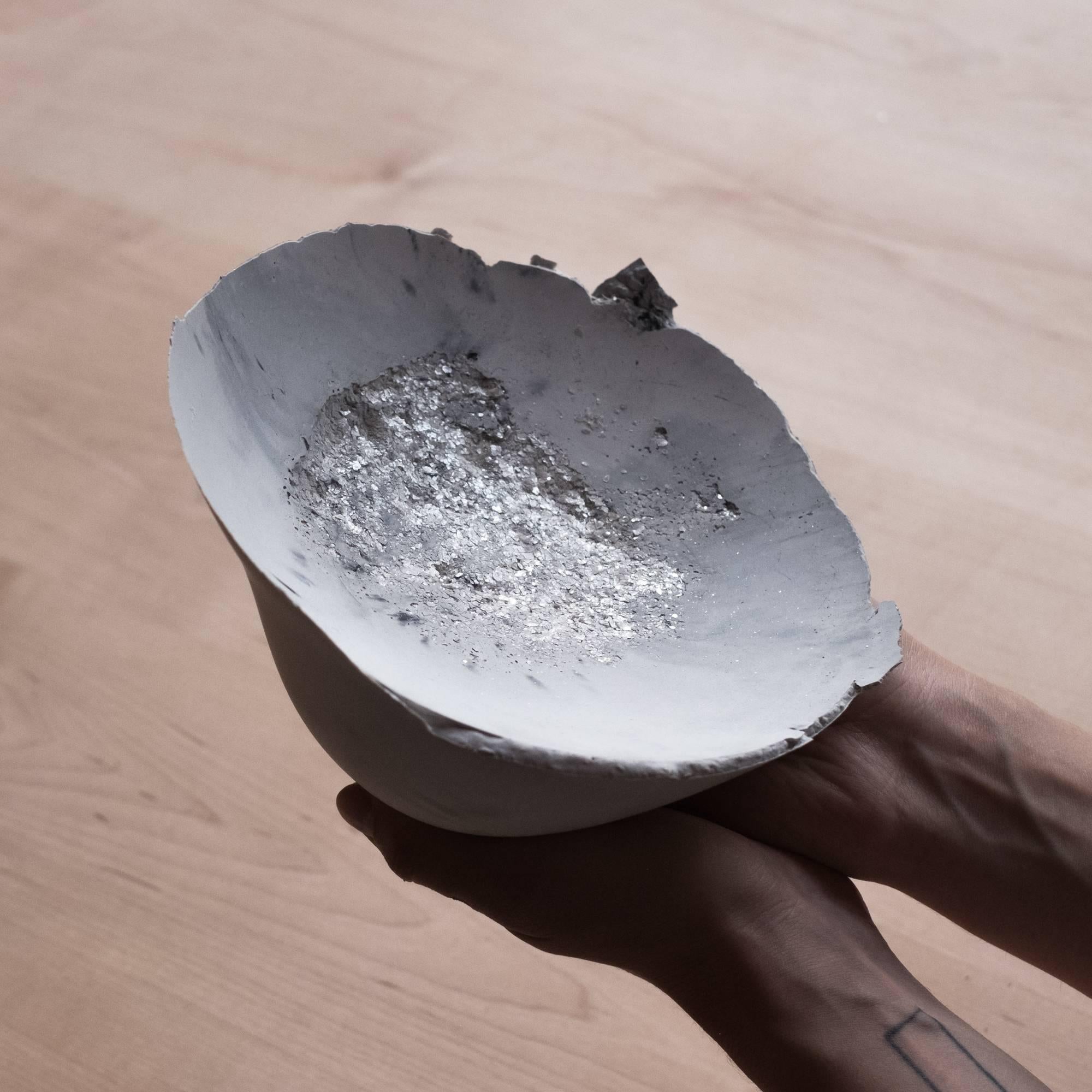 Handmade Cast Concrete Bowl in White and Grey by UMÉ Studio, Set of Six In New Condition For Sale In Oakland, CA