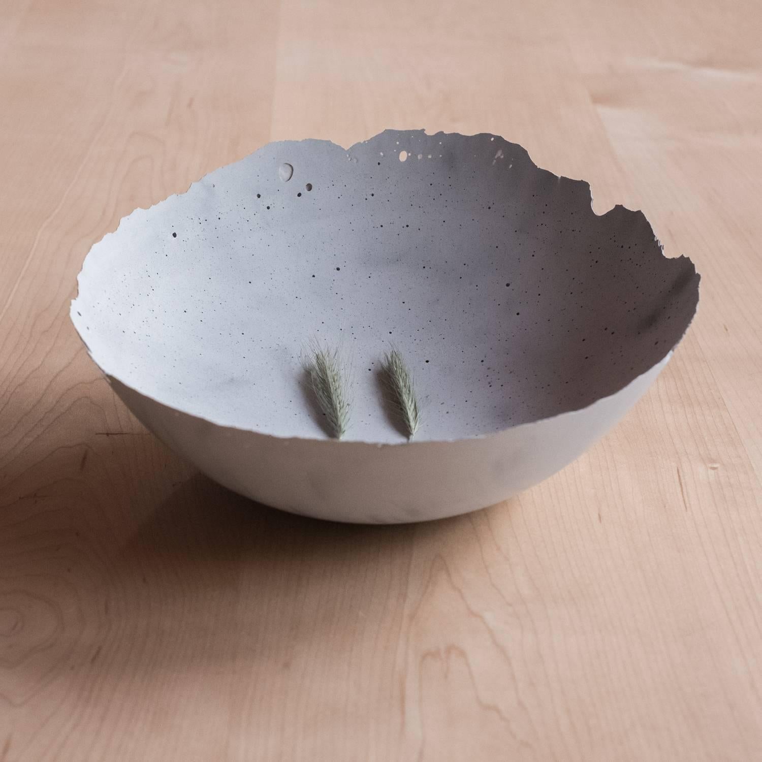 Contemporary Handmade Cast Concrete Bowl in White and Grey by UMÉ Studio, Set of Six For Sale