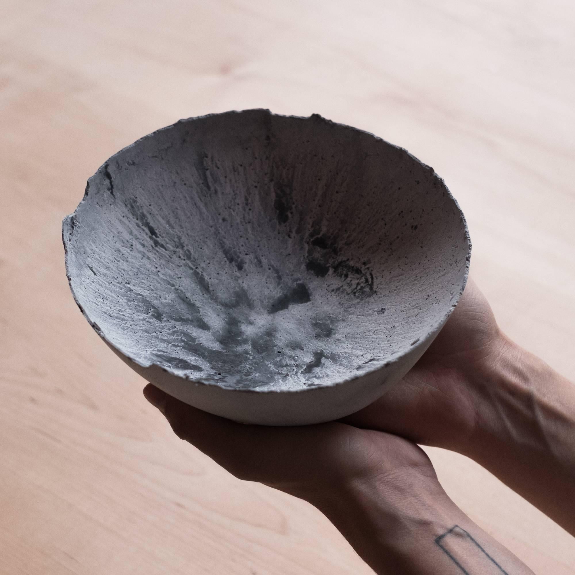 Handmade Cast Concrete Bowl in White and Grey by UMÉ Studio, Set of Six For Sale 1