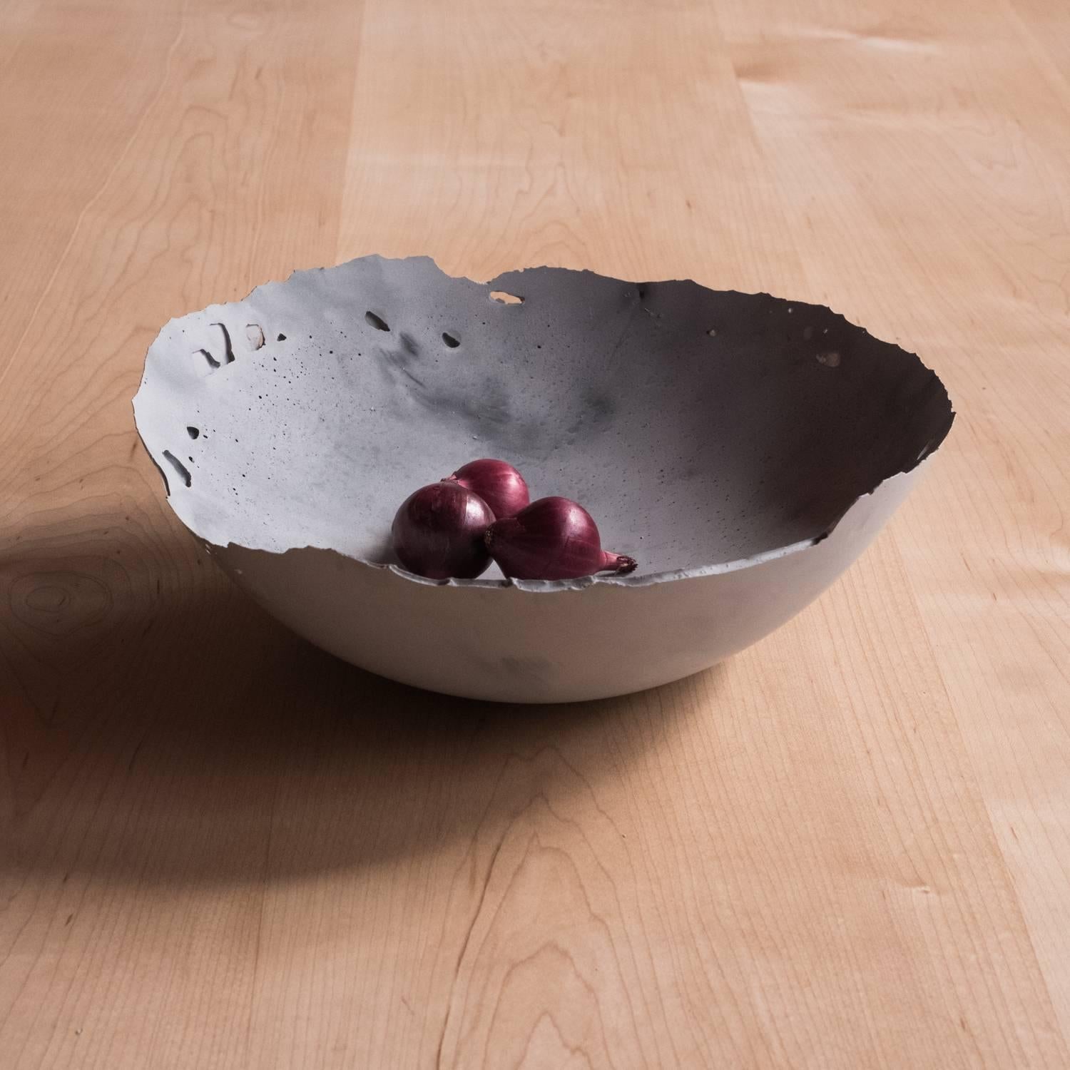 Handmade Cast Concrete Bowl in White and Grey by UMÉ Studio, Set of Six For Sale 3