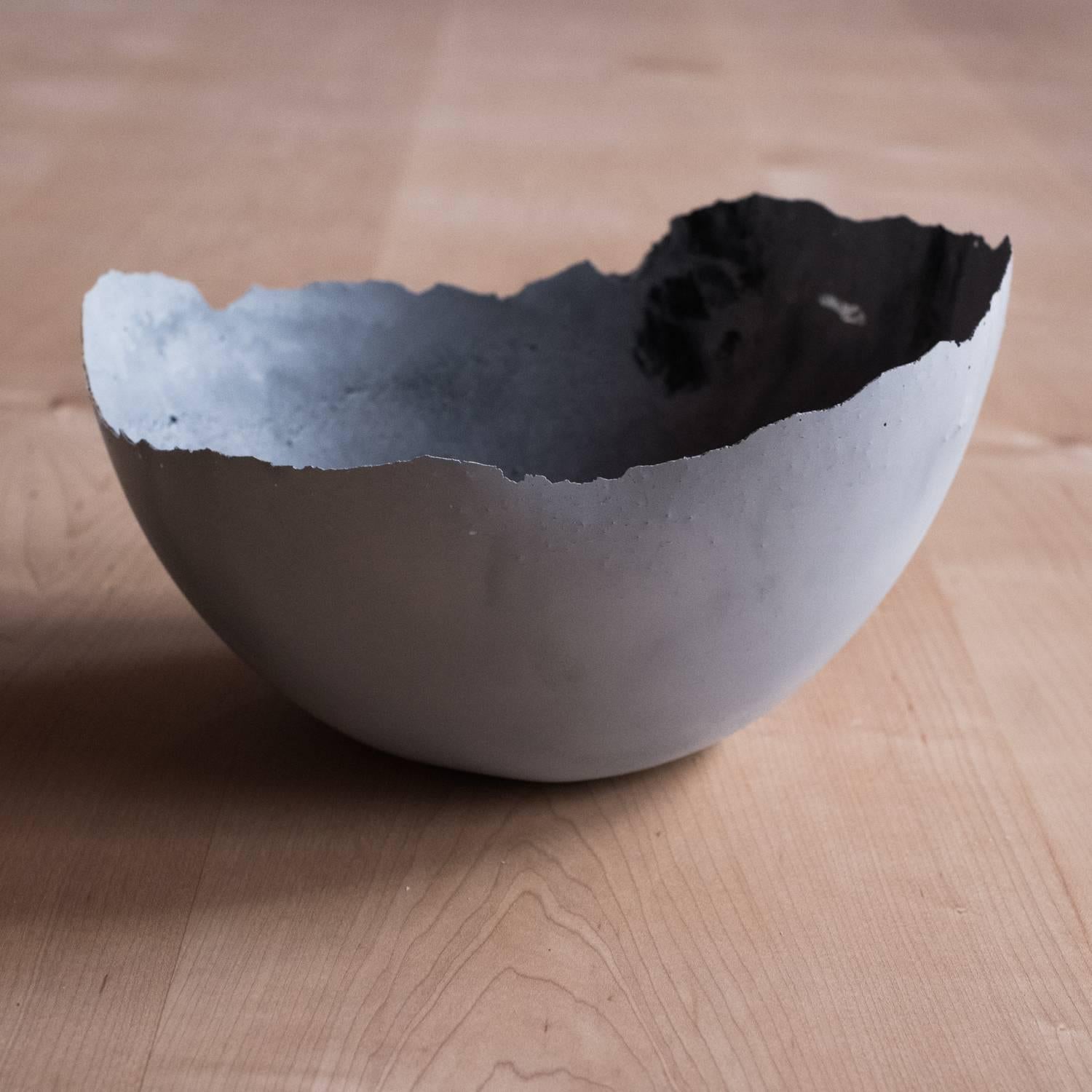 Handmade Cast Concrete Bowl in White and Grey by UMÉ Studio, Set of Three For Sale 9