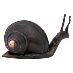 Presse-papier grand format en bronze coulé à la main à patine foncée, escargot décoratif