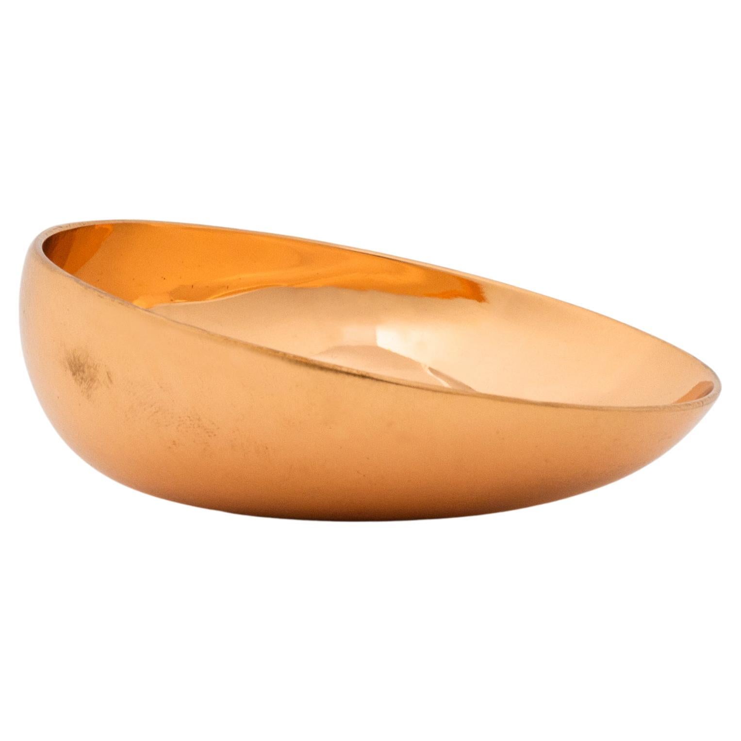 Hand-Cast Polished Bronze Indian Bowl, Vide-Poche For Sale
